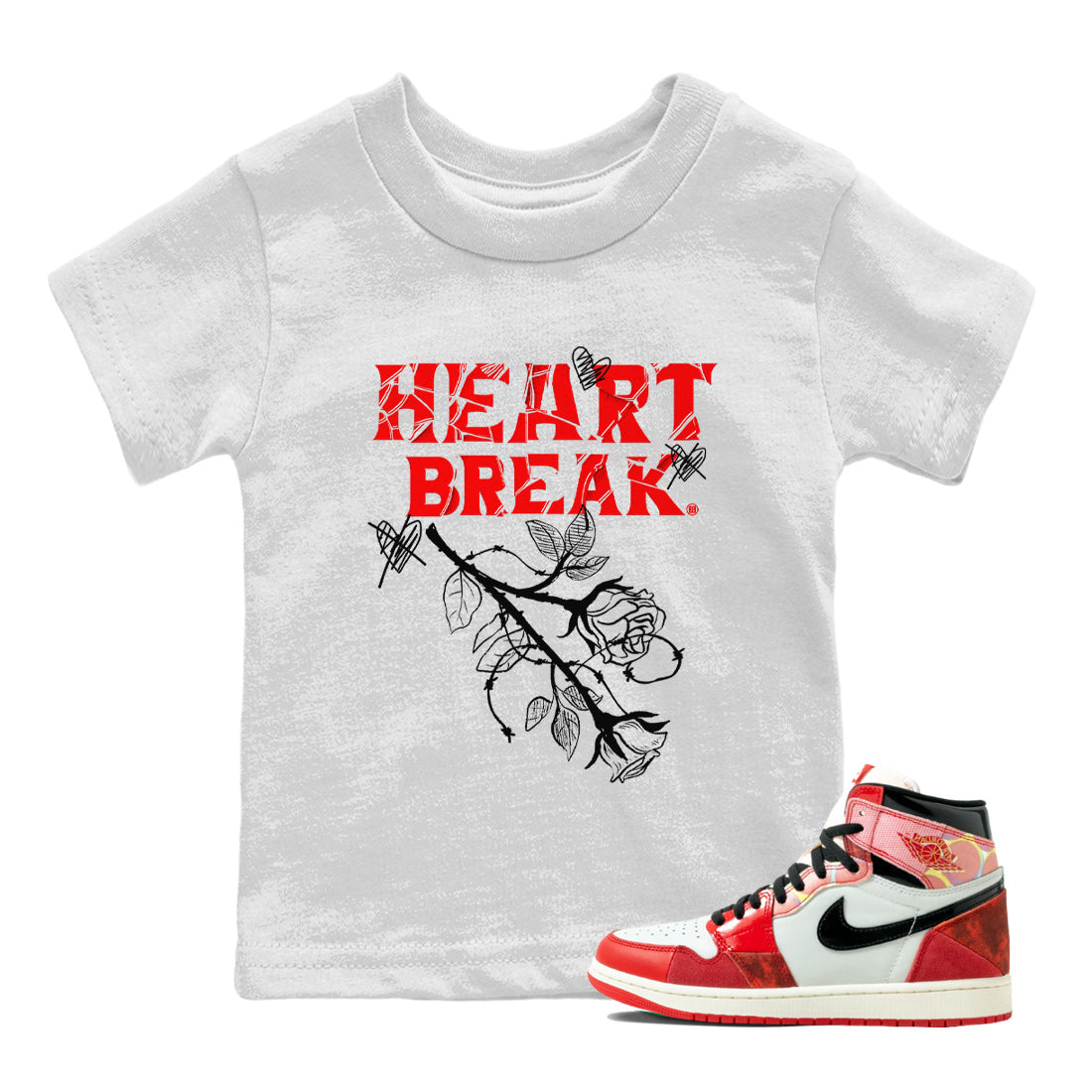 Air Jordan 1 Spider Man Sneaker Match Tees Heart Break Sneaker Release Tees Air Jordan 1 Spider Man T Shirt Kids Shirts White 1