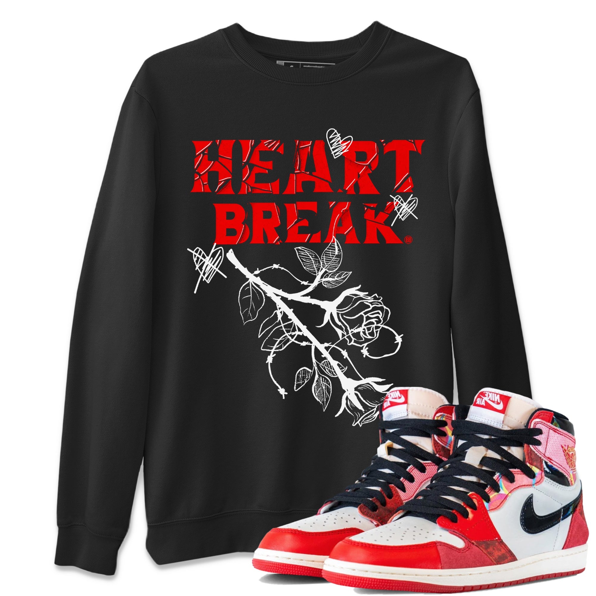 Air Jordan 1 Spider Man Sneaker Match Tees Heart Break Sneaker Release Tees Air Jordan 1 Spider Man T Shirt Unisex Shirts Black 1