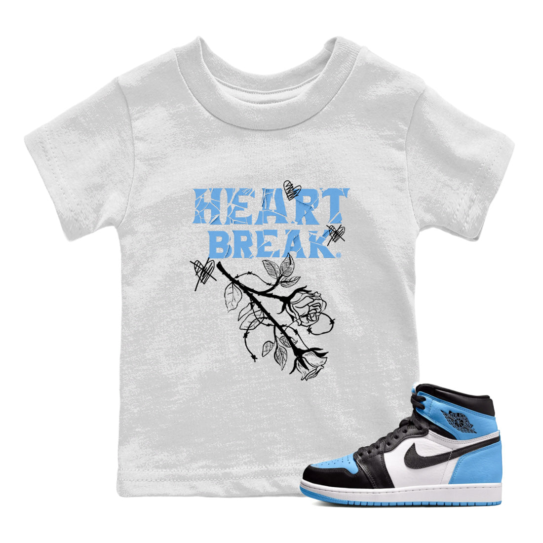 Air Jordan 1 Retro High OG UNC Toe Shirt to match Jordans Heart Break Streetwear Sneaker Shirt UNC Toe 1s Tees Kids and Baby Tees Heather Grey 2