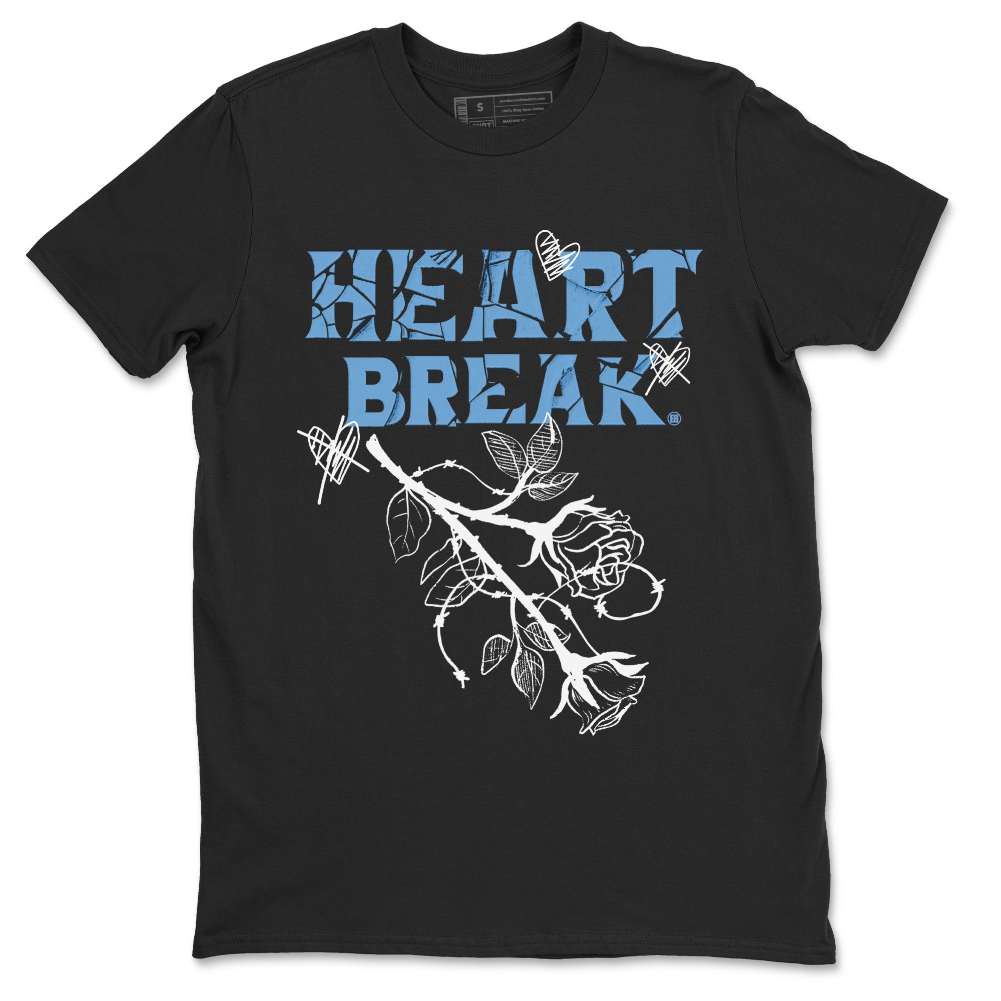 Air Jordan 1 Retro High OG UNC Toe Shirt to match Jordans Heart Break Streetwear Sneaker Shirt UNC Toe 1s Tees Crew Neck T-Shirts Black 2