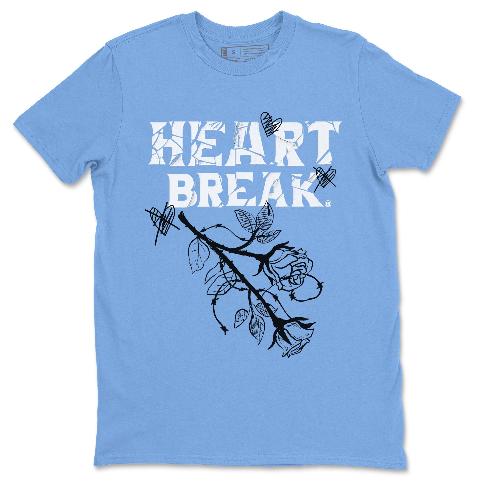 Air Jordan 1 Retro High OG UNC Toe Shirt to match Jordans Heart Break Streetwear Sneaker Shirt UNC Toe 1s Tees Crew Neck T-Shirts Carolina Blue 2