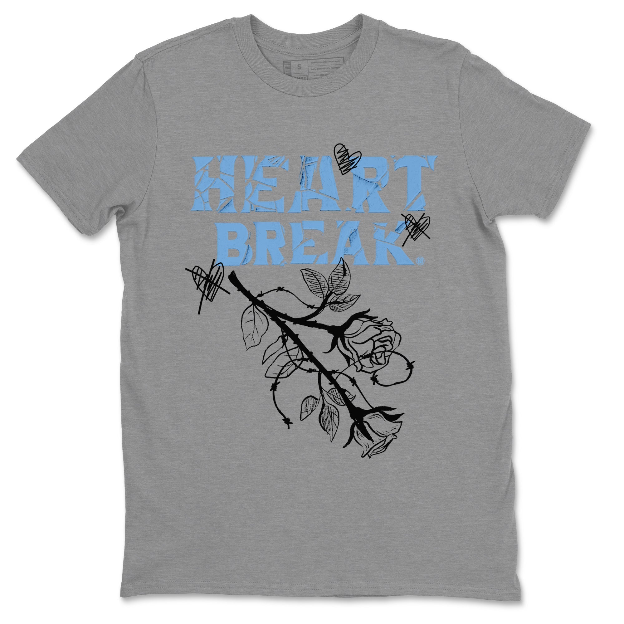 Air Jordan 1 Retro High OG UNC Toe Shirt to match Jordans Heart Break Streetwear Sneaker Shirt UNC Toe 1s Tees Crew Neck T-Shirts Heather Grey 2