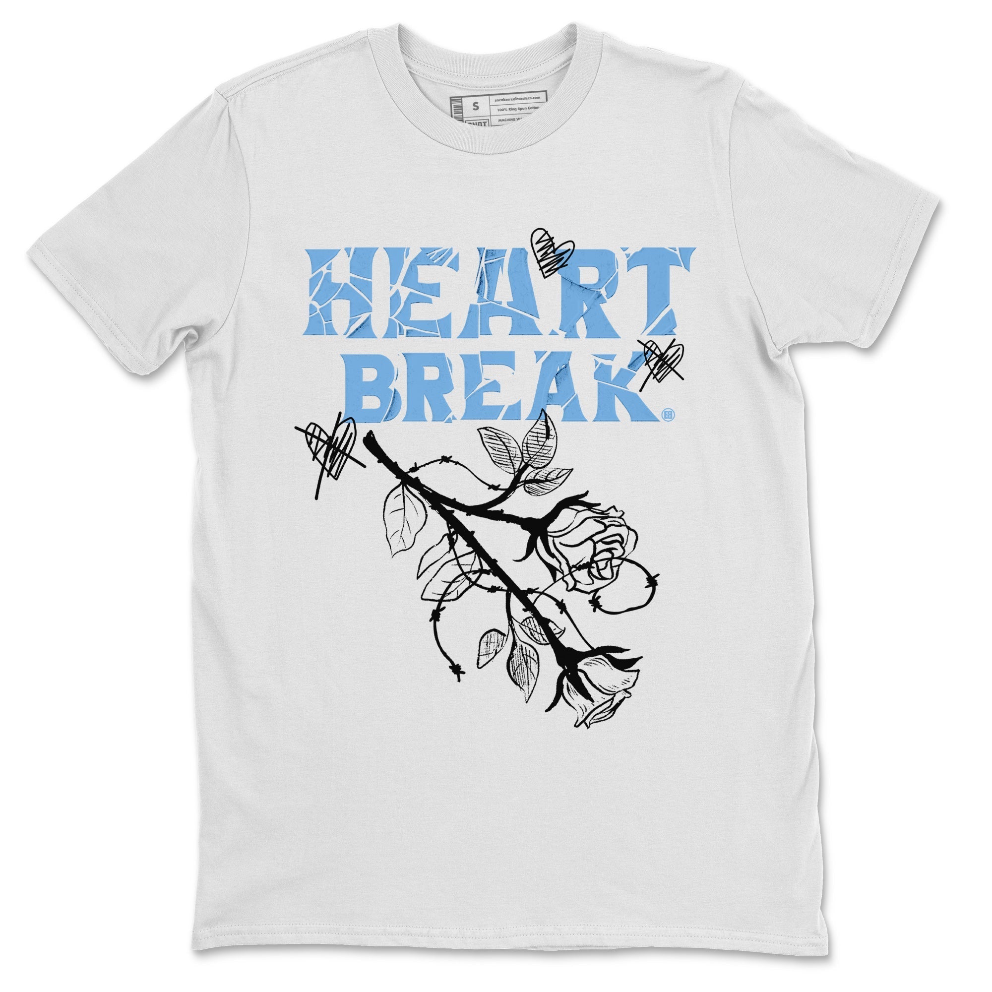 Air Jordan 1 Retro High OG UNC Toe Shirt to match Jordans Heart Break Streetwear Sneaker Shirt UNC Toe 1s Tees Crew Neck T-Shirts White 2