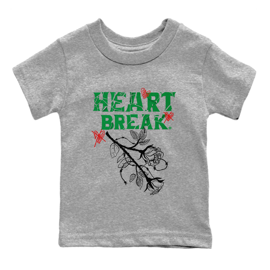 Air Jordan 3 Lucky Green Sneaker Match Tees Heart Break Streetwear Sneaker Shirt 3s Lucky Green Tees Kids Shirts Heather Grey 2
