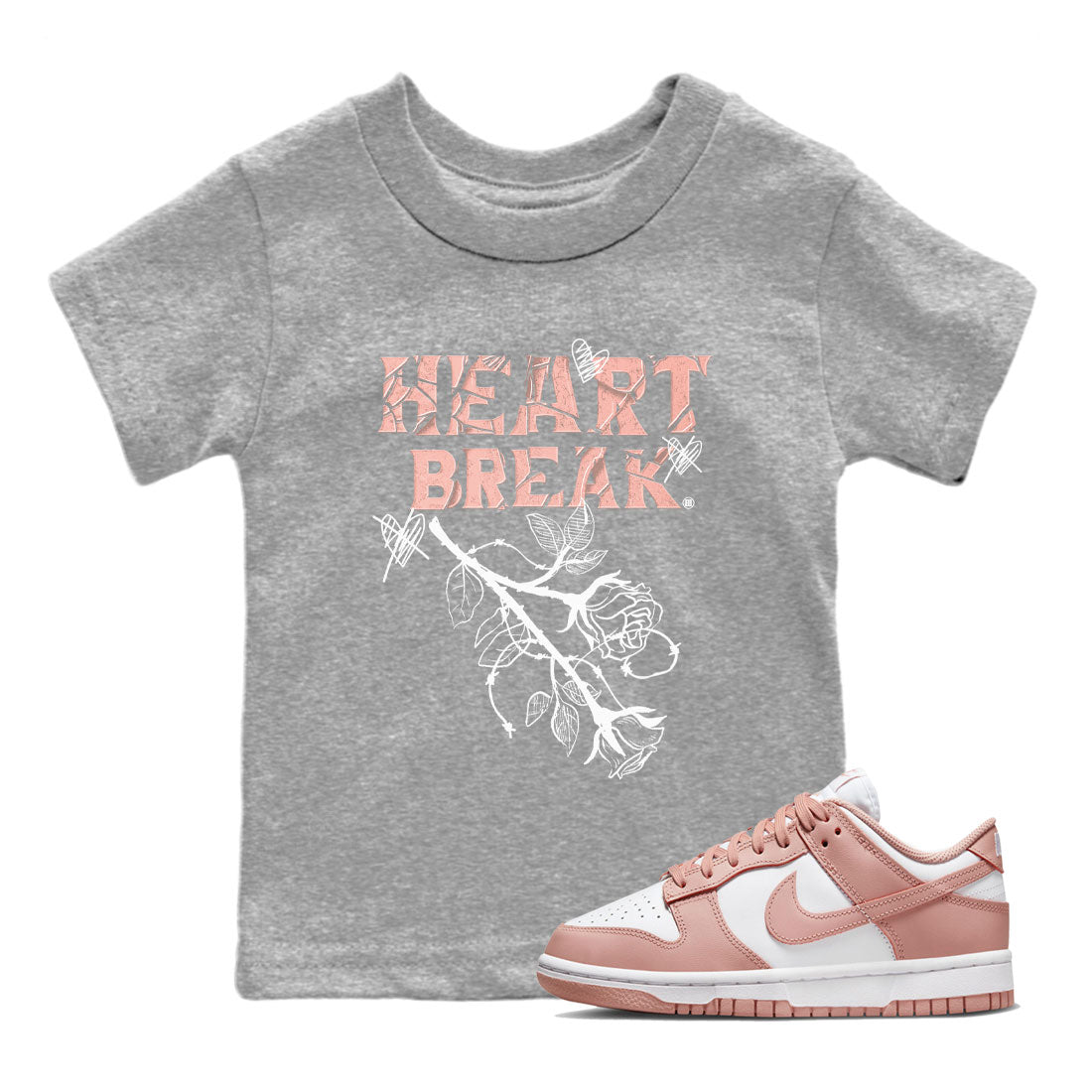 Dunk Low WMNS Rose Whisper shirt to match jordans Heart Break Streetwear Sneaker Shirt Dunk Rose Whisper Drip Gear Zone Sneaker Matching Clothing Baby Toddler Kids Heather Grey 1 T-Shirt