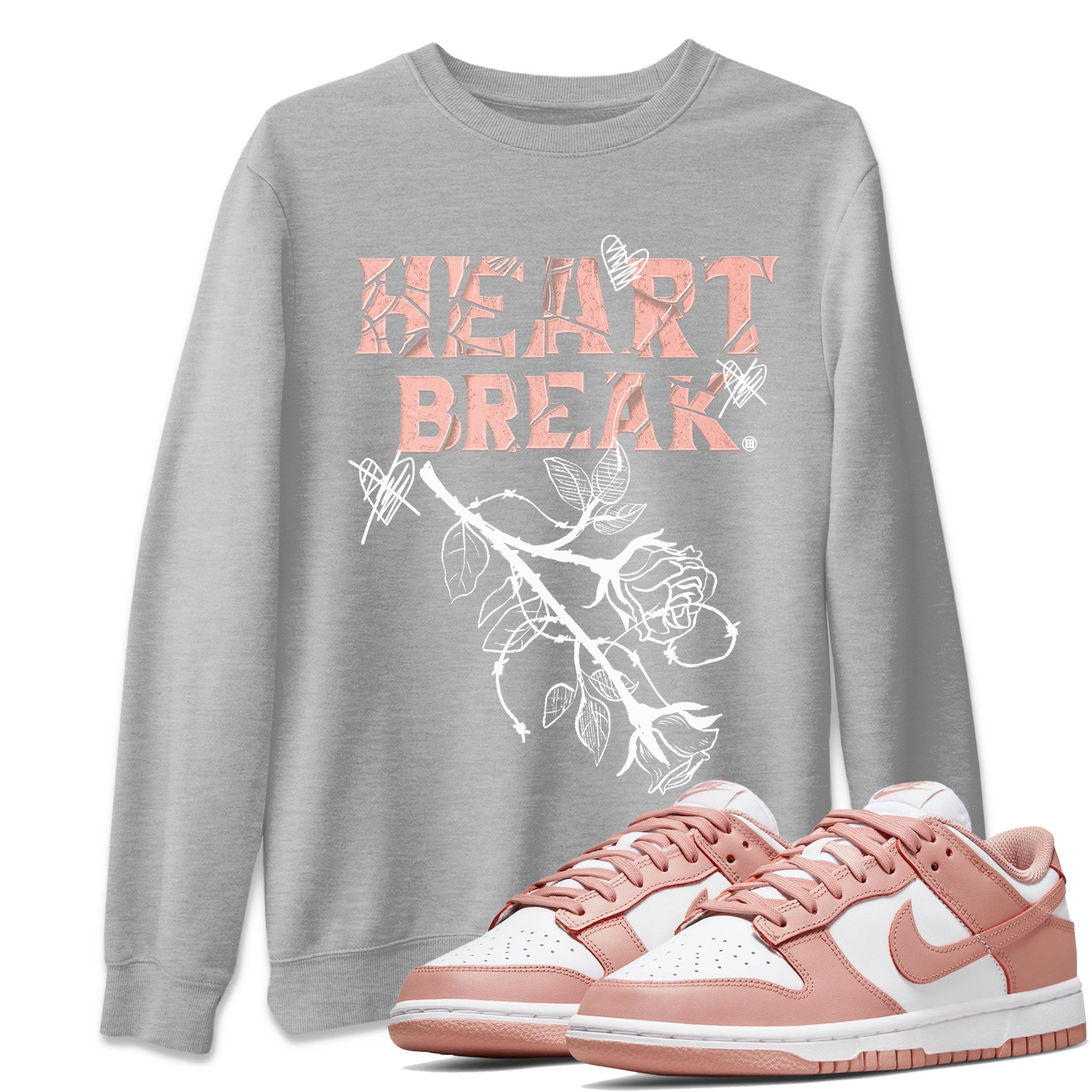 Dunk Low WMNS Rose Whisper shirt to match jordans Heart Break Streetwear Sneaker Shirt Dunk Rose Whisper Drip Gear Zone Sneaker Matching Clothing Casual Unisex shirts Heather Grey 1 T-Shirt