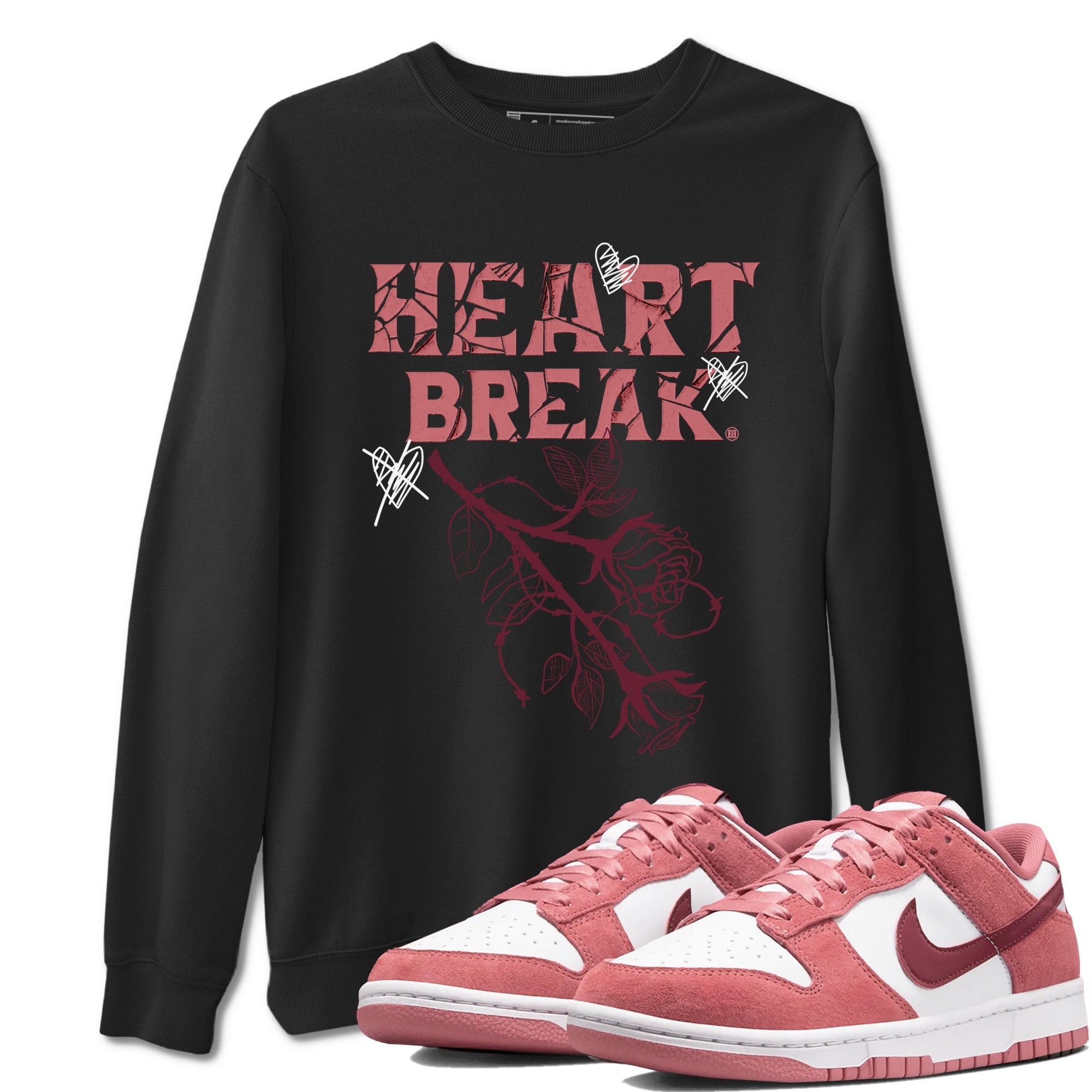 Dunks Valentines Day shirt to match jordans Heart Break sneaker tees Dunks Valentine's Day Drip Gear Zone unisex cotton Black 1 crew neck shirt
