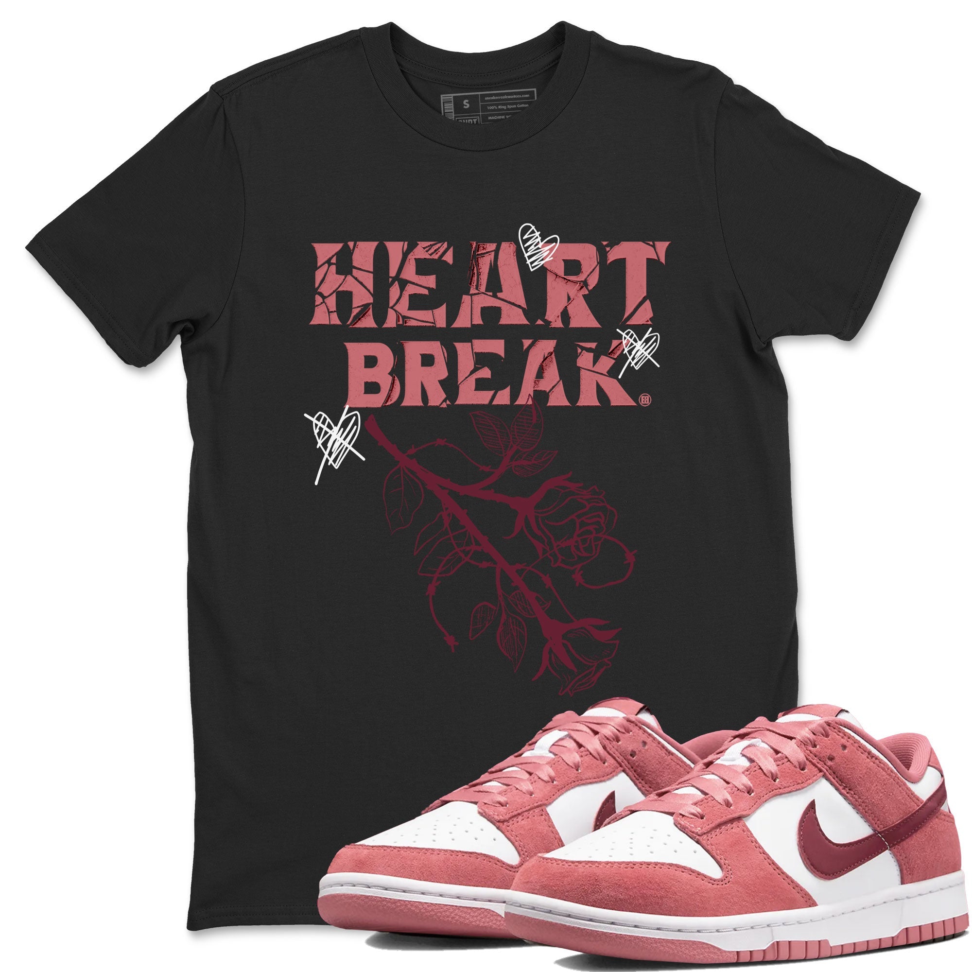 Dunks Valentines Day shirt to match jordans Heart Break sneaker tees Dunks Valentine's Day Drip Gear Zone unisex cotton Black 1 crew neck shirt