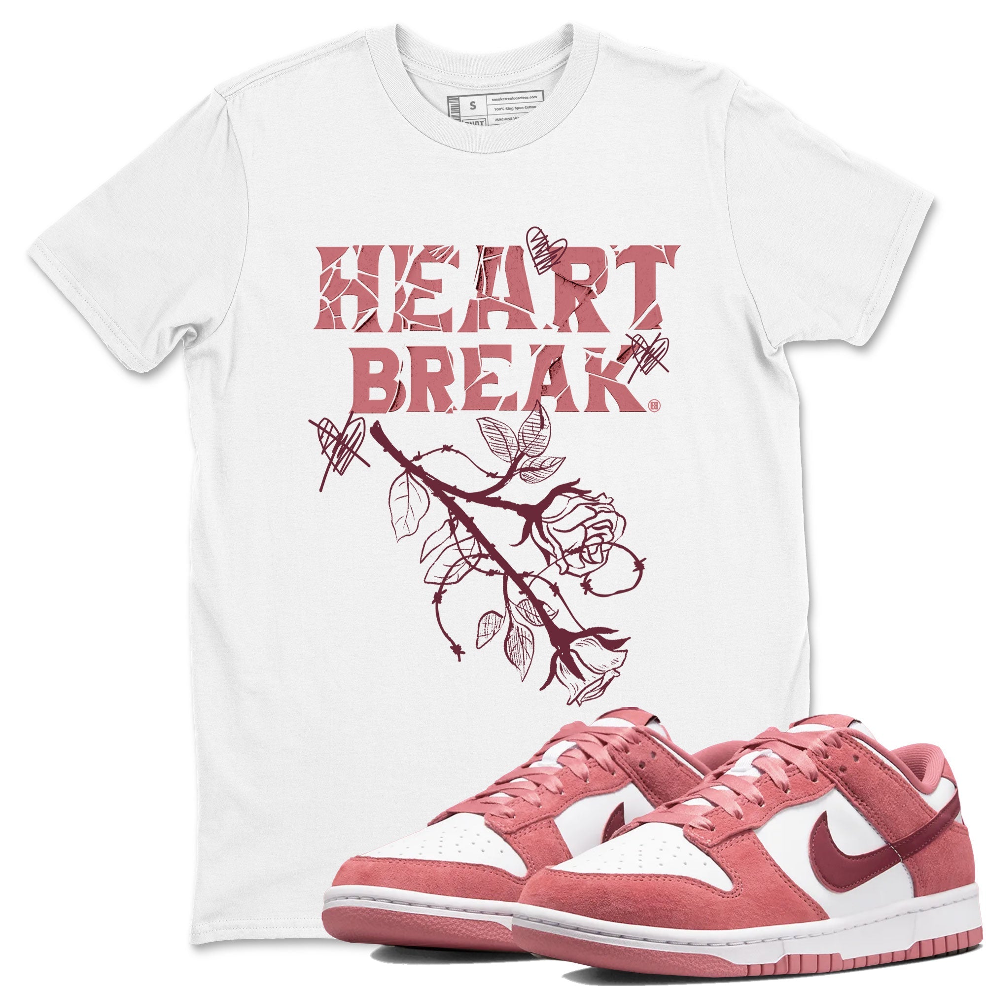 Dunks Valentines Day shirt to match jordans Heart Break sneaker tees Dunks Valentine's Day Drip Gear Zone unisex cotton White 1 crew neck shirt