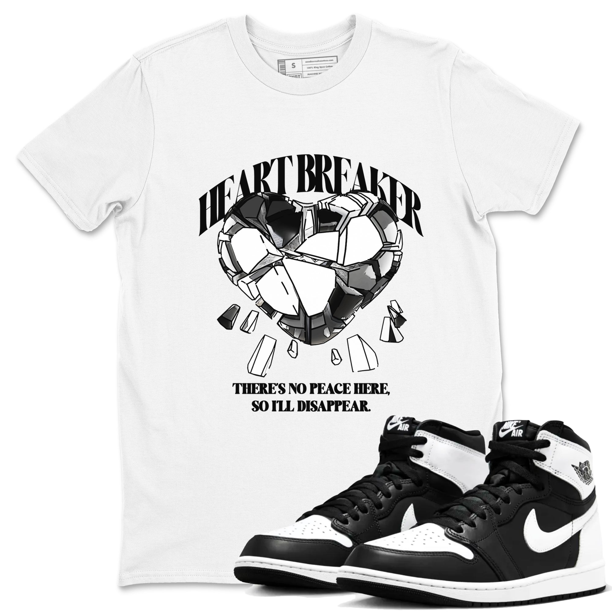 1s Black White shirt to match jordans Heart Breaker sneaker tees Air Jordan 1 High OG Black White Drip Gear Zone unisex cotton White 1 crew neck shirt