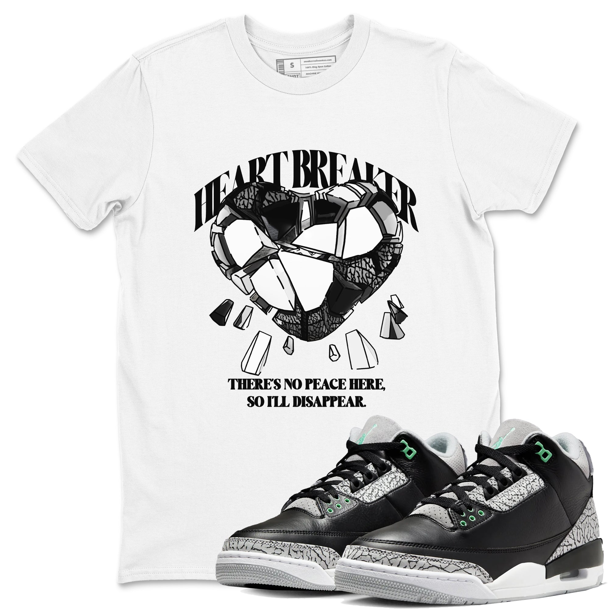 3s Green Glow shirt to match jordans Heart Breaker sneaker tees Air Jordan 3 Green Glow Drip Gear Zone unisex cotton White 1 crew neck shirt