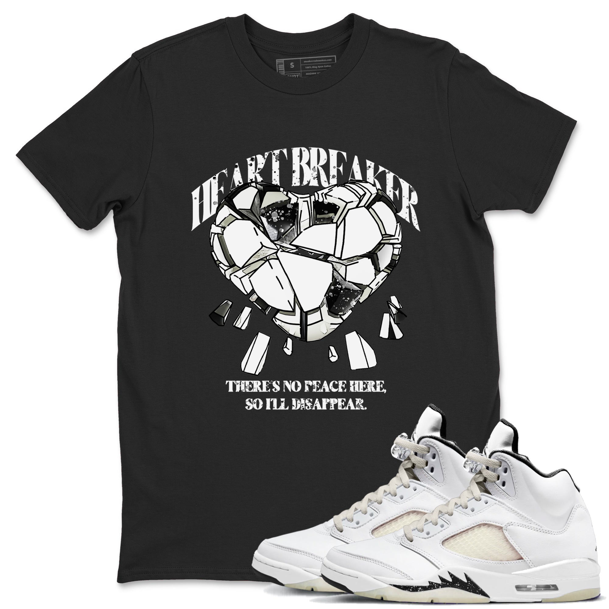 5s Sail shirt to match jordans Heart Breaker sneaker tees Air Jordan 5 Sail Drip Gear Zone unisex cotton Black 1 crew neck shirt