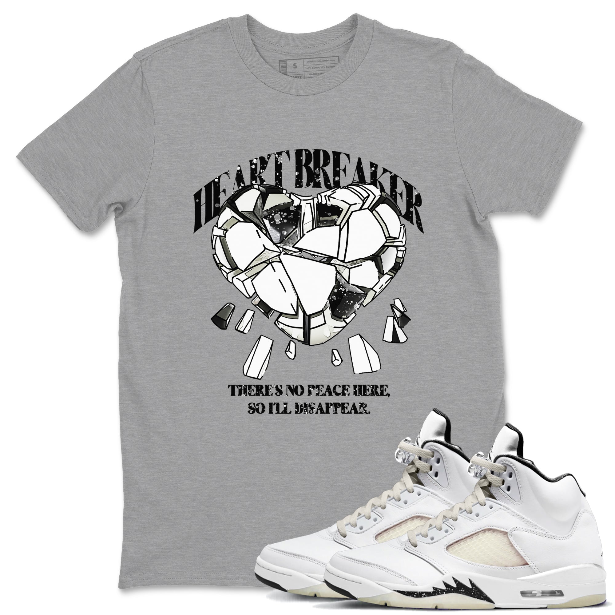 5s Sail shirt to match jordans Heart Breaker sneaker tees Air Jordan 5 Sail Drip Gear Zone unisex cotton Heather Grey 1 crew neck shirt