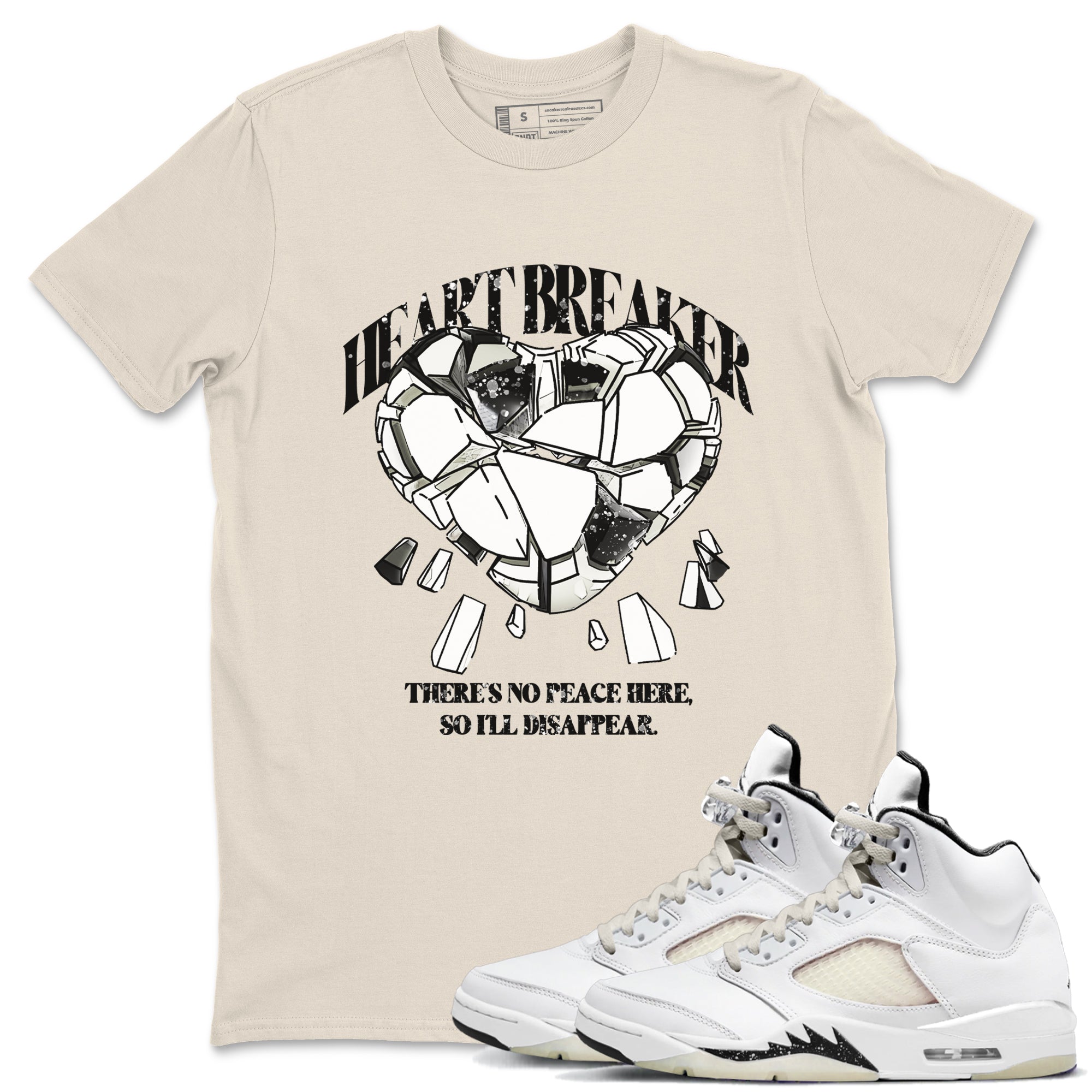 5s Sail shirt to match jordans Heart Breaker sneaker tees Air Jordan 5 Sail Drip Gear Zone unisex cotton Natural 1 crew neck shirt