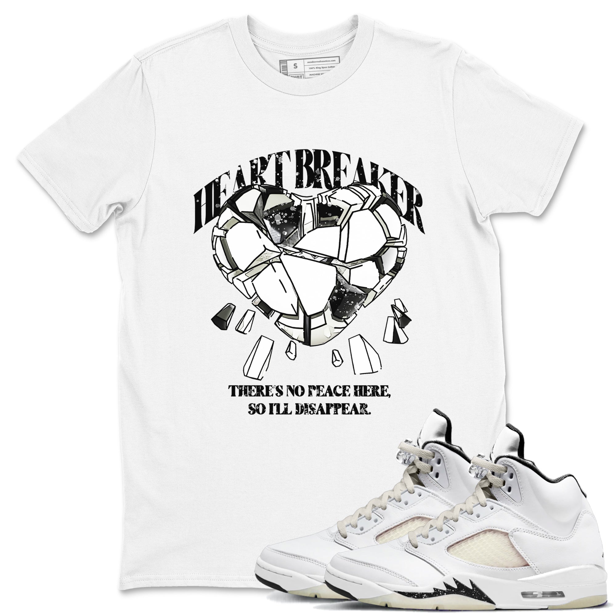 5s Sail shirt to match jordans Heart Breaker sneaker tees Air Jordan 5 Sail Drip Gear Zone unisex cotton White 1 crew neck shirt