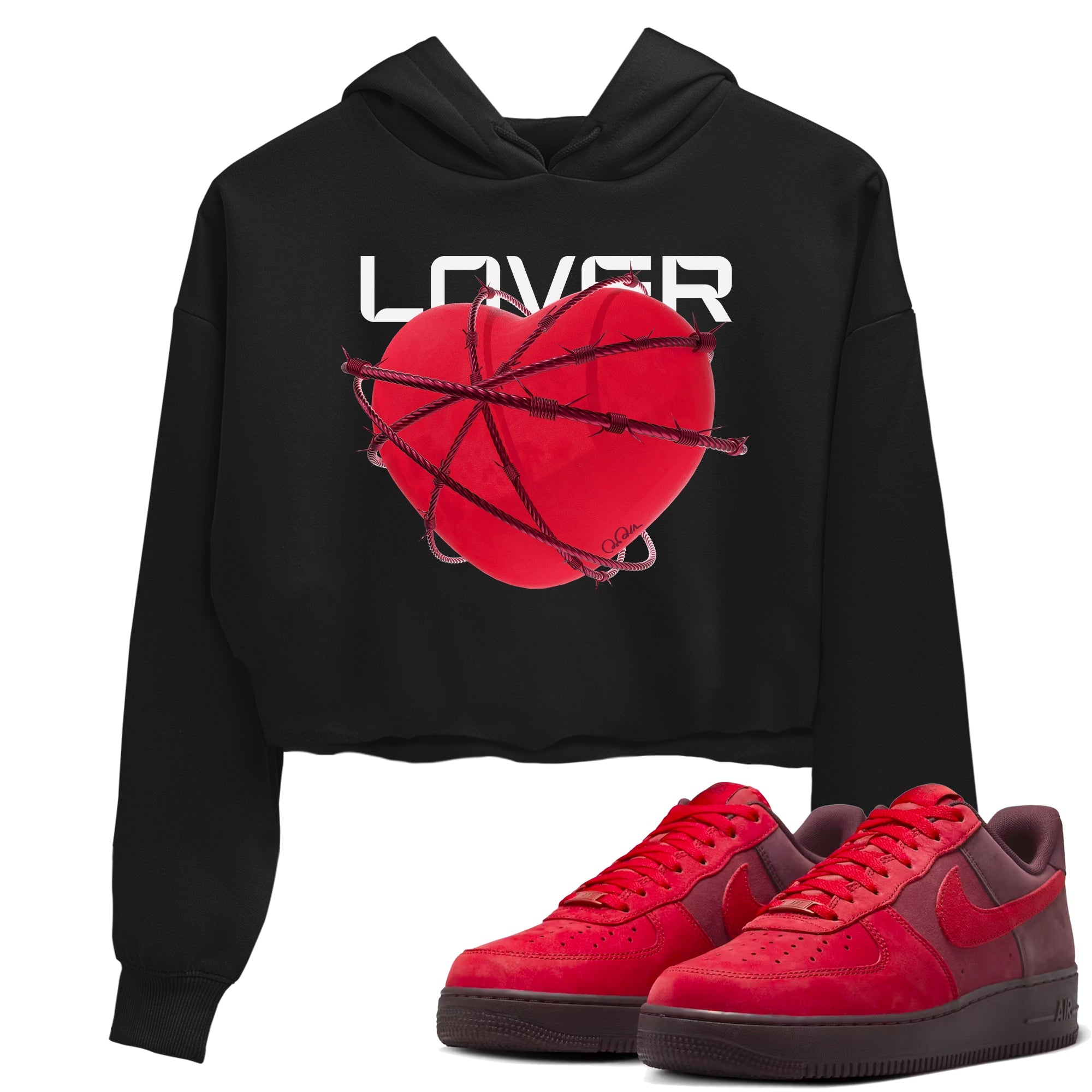 Air Force 1 Layers of Love shirt to match jordans Heart Lover sneaker tees af1 Layers of Love Drip Gear Zone Black 1 crop length shirt