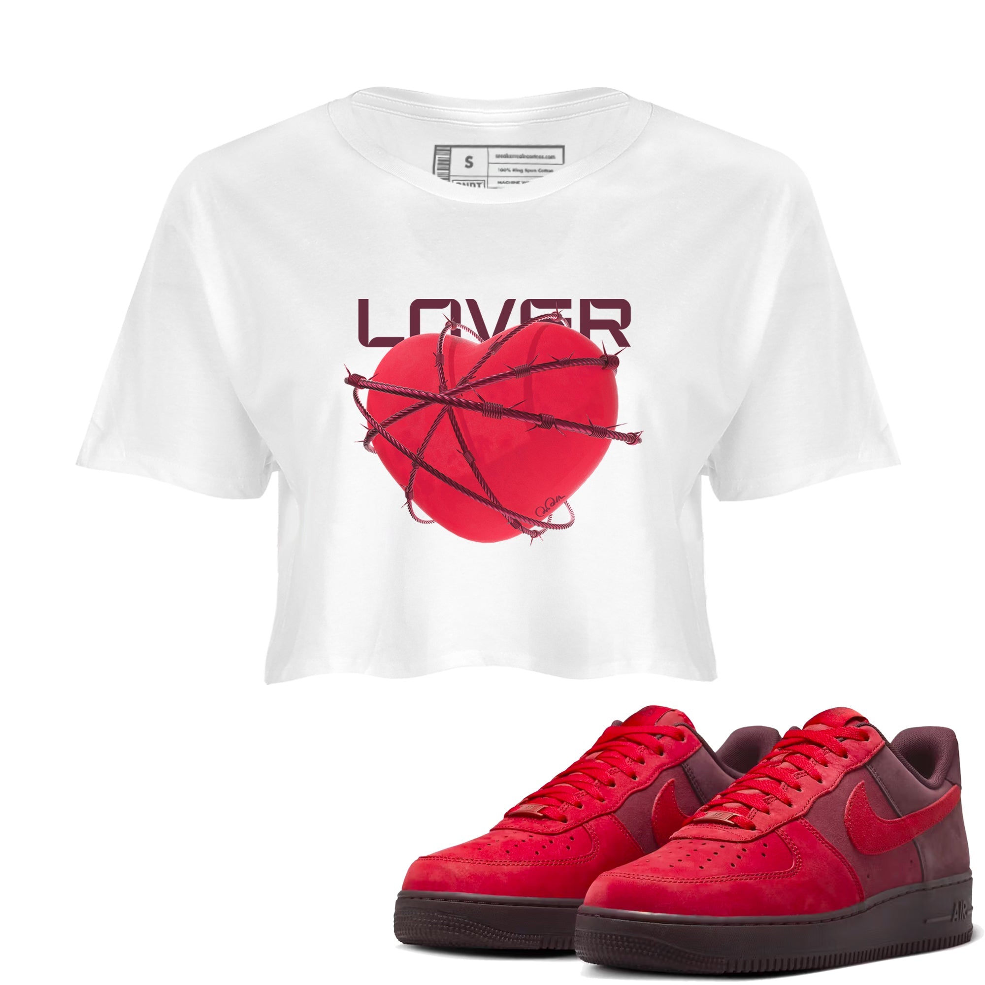 Air Force 1 Layers of Love shirt to match jordans Heart Lover sneaker tees af1 Layers of Love Drip Gear Zone White 1 crop length shirt