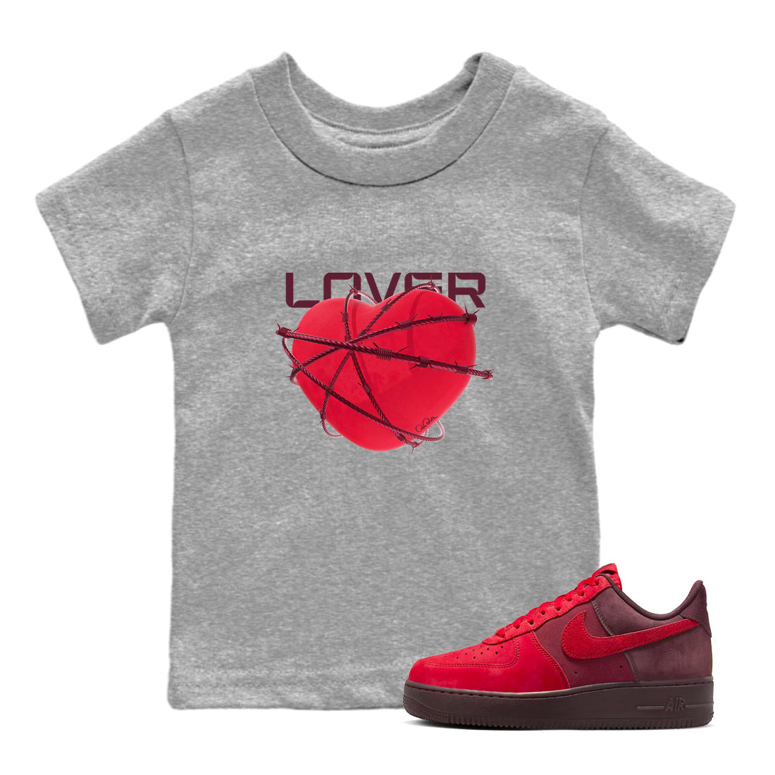 Air Force 1 Layers of Love shirt to match jordans Heart Lover sneaker tees af1 Layers of Love Drip Gear Zone baby toddler Heather Grey 1 cotton Shirt