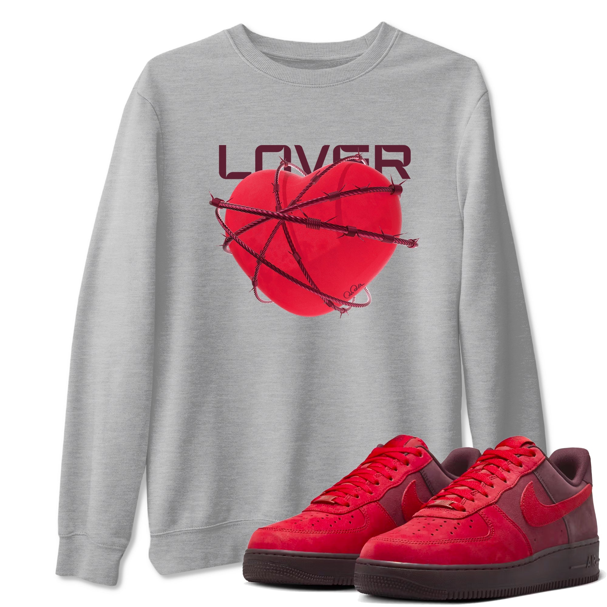 Air Force 1 Layers of Love shirt to match jordans Heart Lover sneaker tees af1 Layers of Love Drip Gear Zone unisex cotton Heather Grey 1 crew neck shirt