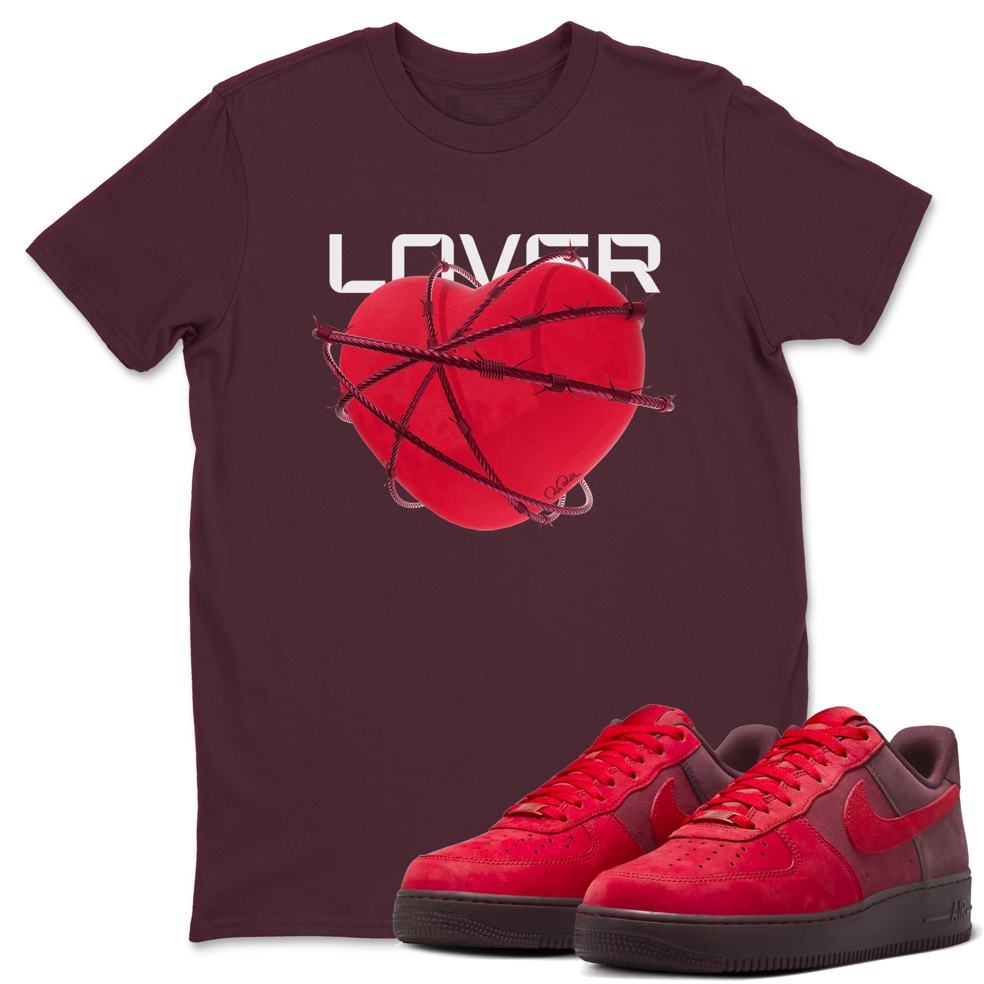 Air Force 1 Layers of Love shirt to match jordans Heart Lover sneaker tees af1 Layers of Love Drip Gear Zone unisex cotton Maroon 1 crew neck shirt