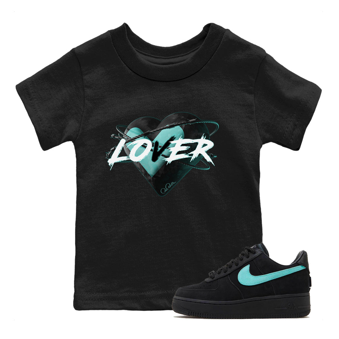 Air Force 1 Tiffany Shirt To Match Jordans Heart Lover Sneaker Tees Nike Tiffany AF1Drip Gear Zone Sneaker Matching Clothing Kids Shirts Black 1