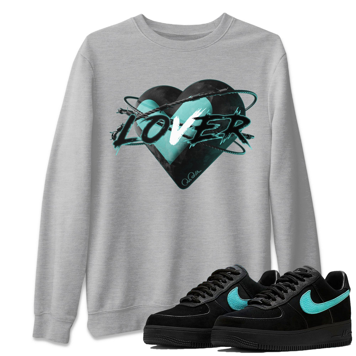 Air Force 1 Tiffany Shirt To Match Jordans Heart Lover Sneaker Tees Nike Tiffany AF1Drip Gear Zone Sneaker Matching Clothing Unisex Shirts Heather Grey 1