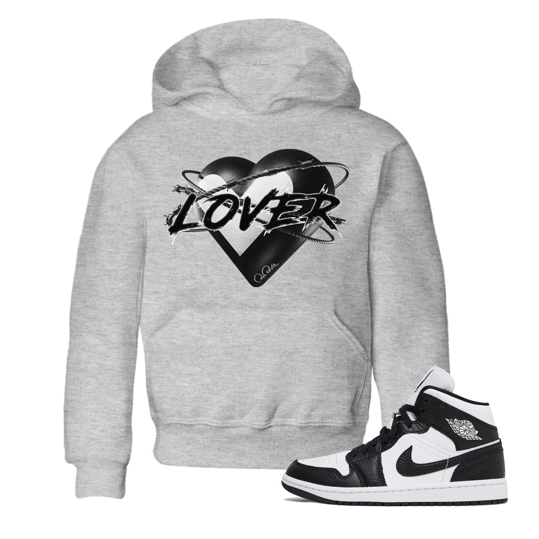 Air Jordan 1 Homage Shirt To Match Jordans Heart Lover Sneaker Tees AJ1 Homage Drip Gear Zone Sneaker Matching Clothing Kids Shirts Heather Grey 1