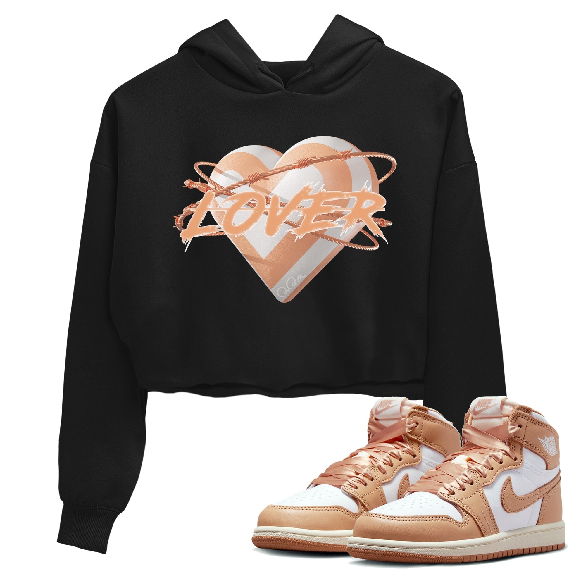 Air Jordan 1 Paraline shirt to match jordans Heart Lover Streetwear Sneaker Shirt AJ1Paraline Drip Gear Zone Sneaker Matching Clothing Black 1 Crop T-Shirt