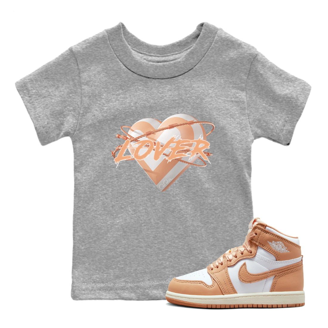 Air Jordan 1 Paraline shirt to match jordans Heart Lover Streetwear Sneaker Shirt AJ1Paraline Drip Gear Zone Sneaker Matching Clothing Baby Toddler Heather Grey 1 T-Shirt