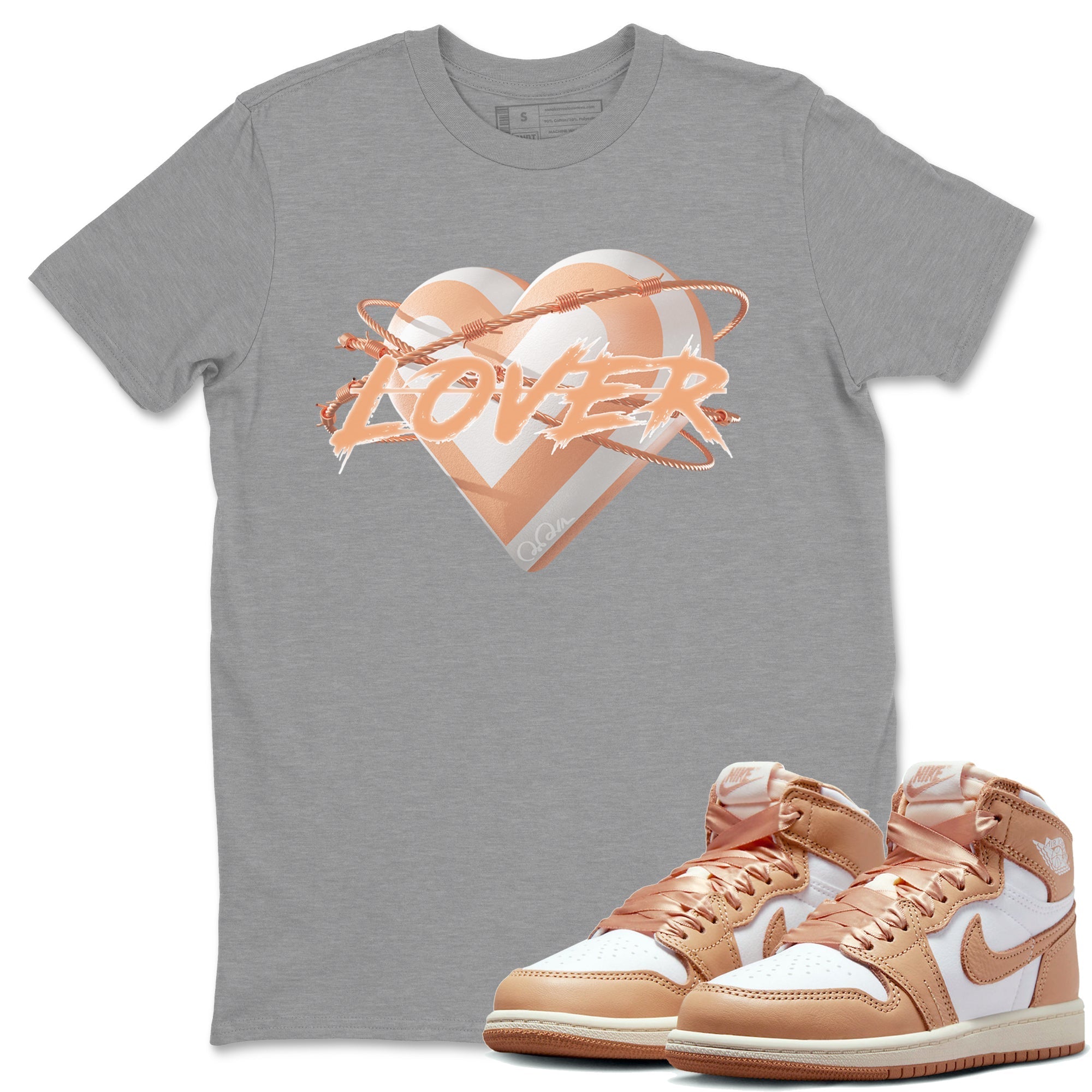 Air Jordan 1 Paraline shirt to match jordans Heart Lover Streetwear Sneaker Shirt AJ1Paraline Drip Gear Zone Sneaker Matching Clothing Unisex Heather Grey 1 T-Shirt