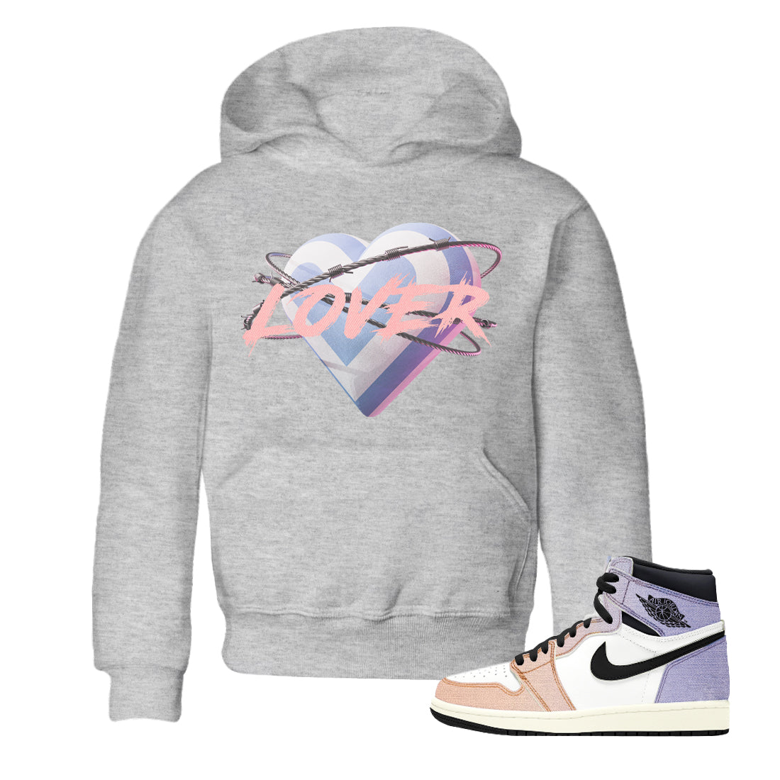 Air Jordan 1 Skyline Shirt To Match Jordans Heart Lover Sneaker Tees AJ1 Skyline Drip Gear Zone Sneaker Matching Clothing Kids Shirts Heather Grey 1