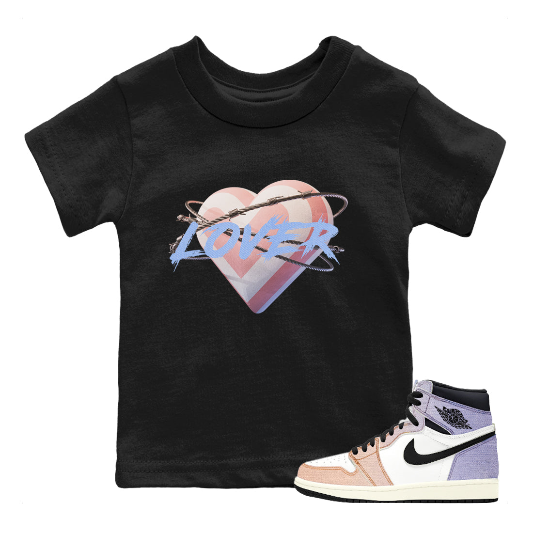 Air Jordan 1 Skyline Shirt To Match Jordans Heart Lover Sneaker Tees AJ1 Skyline Drip Gear Zone Sneaker Matching Clothing Kids Shirts Black 1
