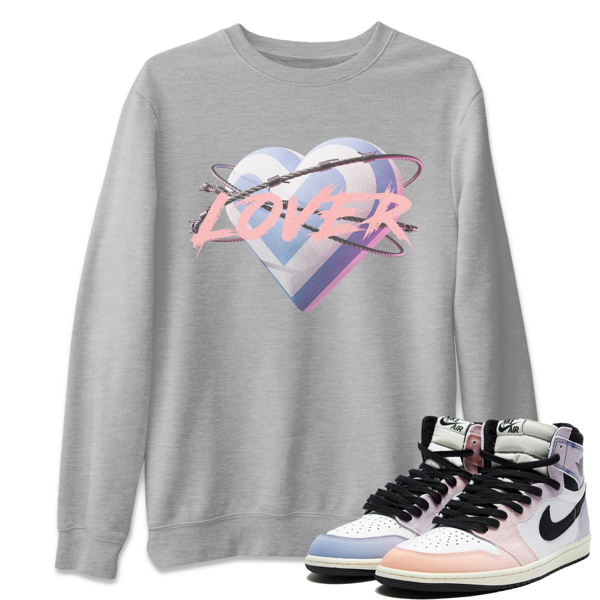 Air Jordan 1 Skyline Shirt To Match Jordans Heart Lover Sneaker Tees AJ1 Skyline Drip Gear Zone Sneaker Matching Clothing Unisex Shirts Heather Grey 1