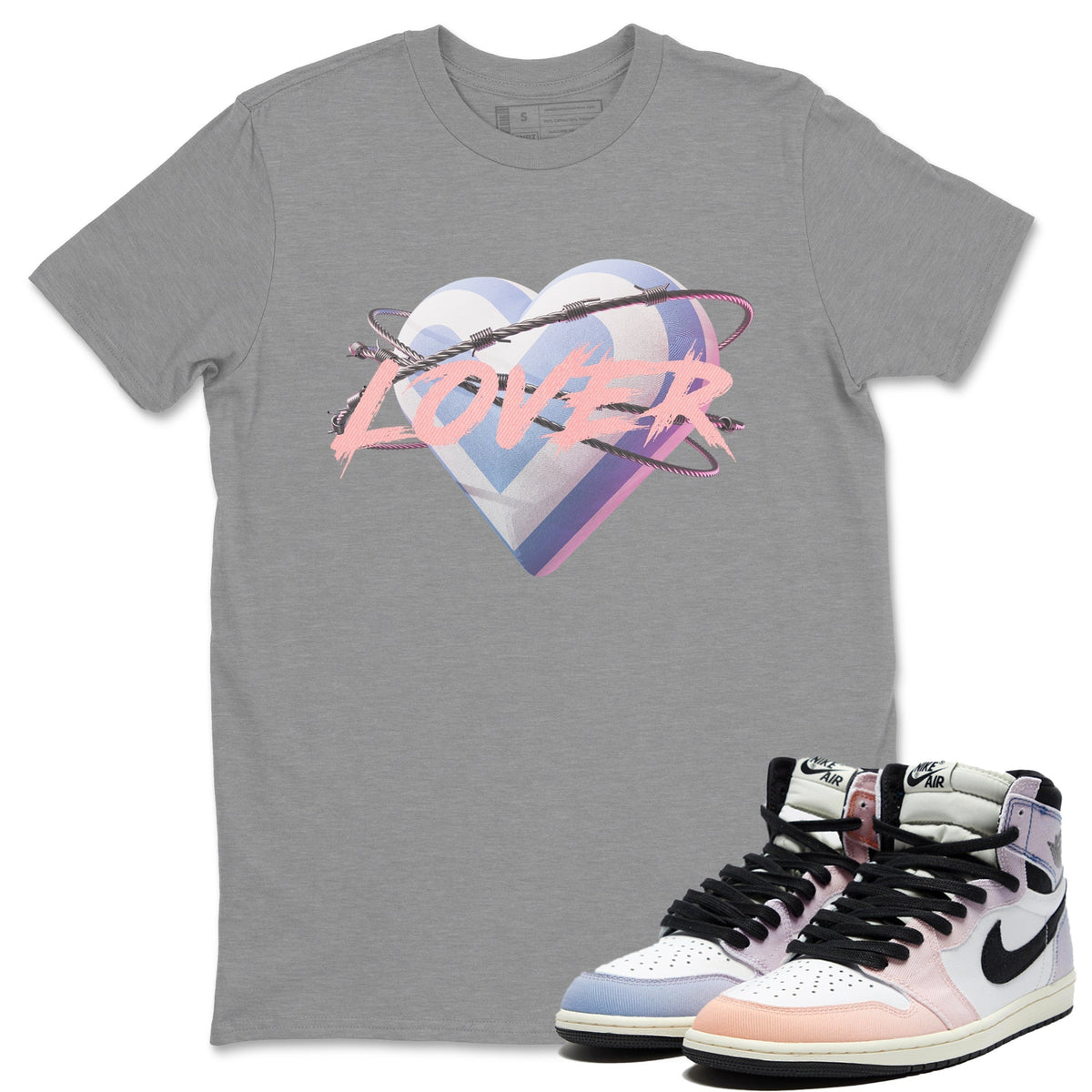 Air Jordan 1 Skyline Heart Lover Crew Neck Sneaker Tees Air Jordan 1 Skyline Sneaker T-Shirts Size Chart