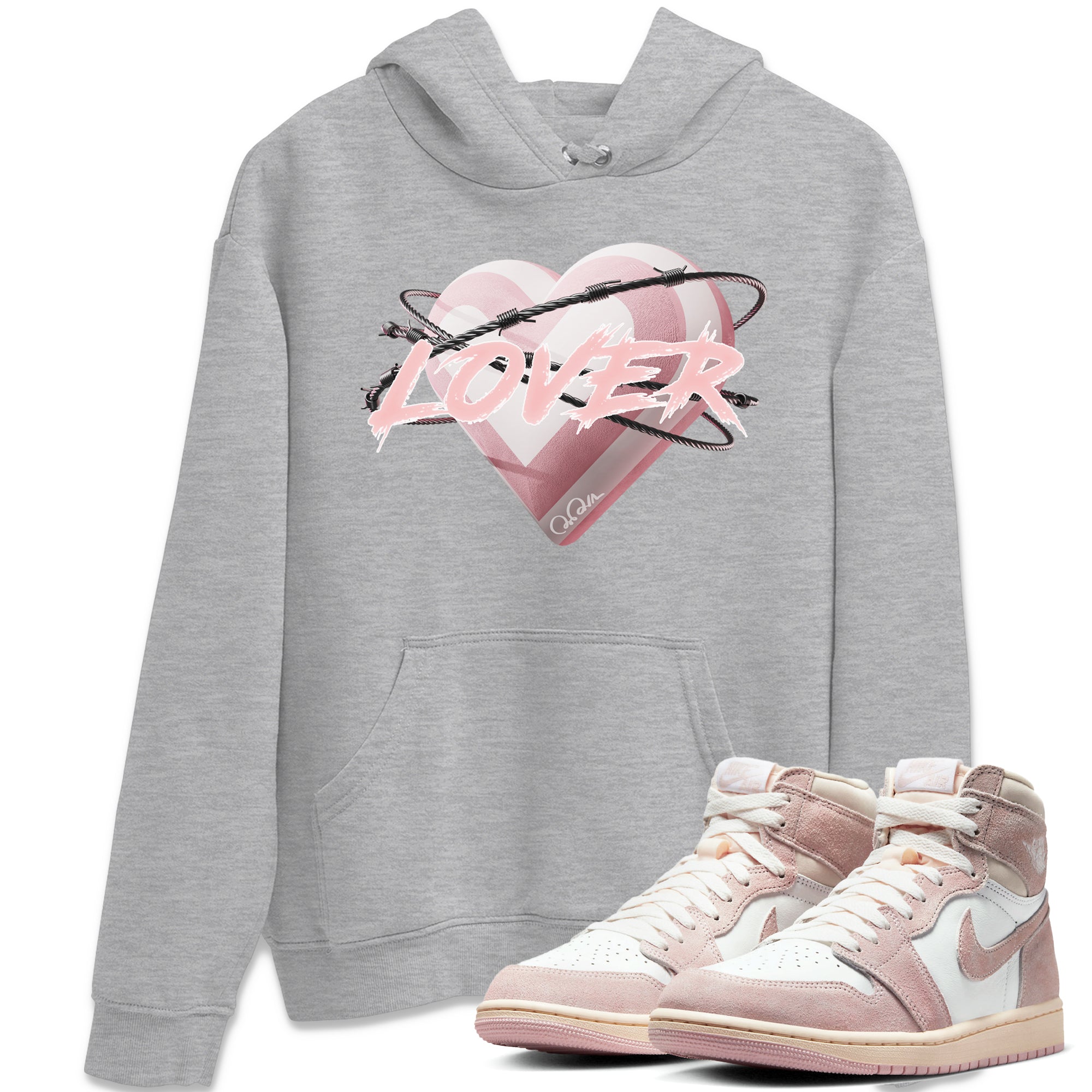 AJ1 Retro High OG Washed Pink Sneaker Match Tees Heart Lover Streetwear Sneaker Shirt AJ1 Retro High OG Washed Pink Sneaker Release Tees Unisex Shirts Heather Grey 1