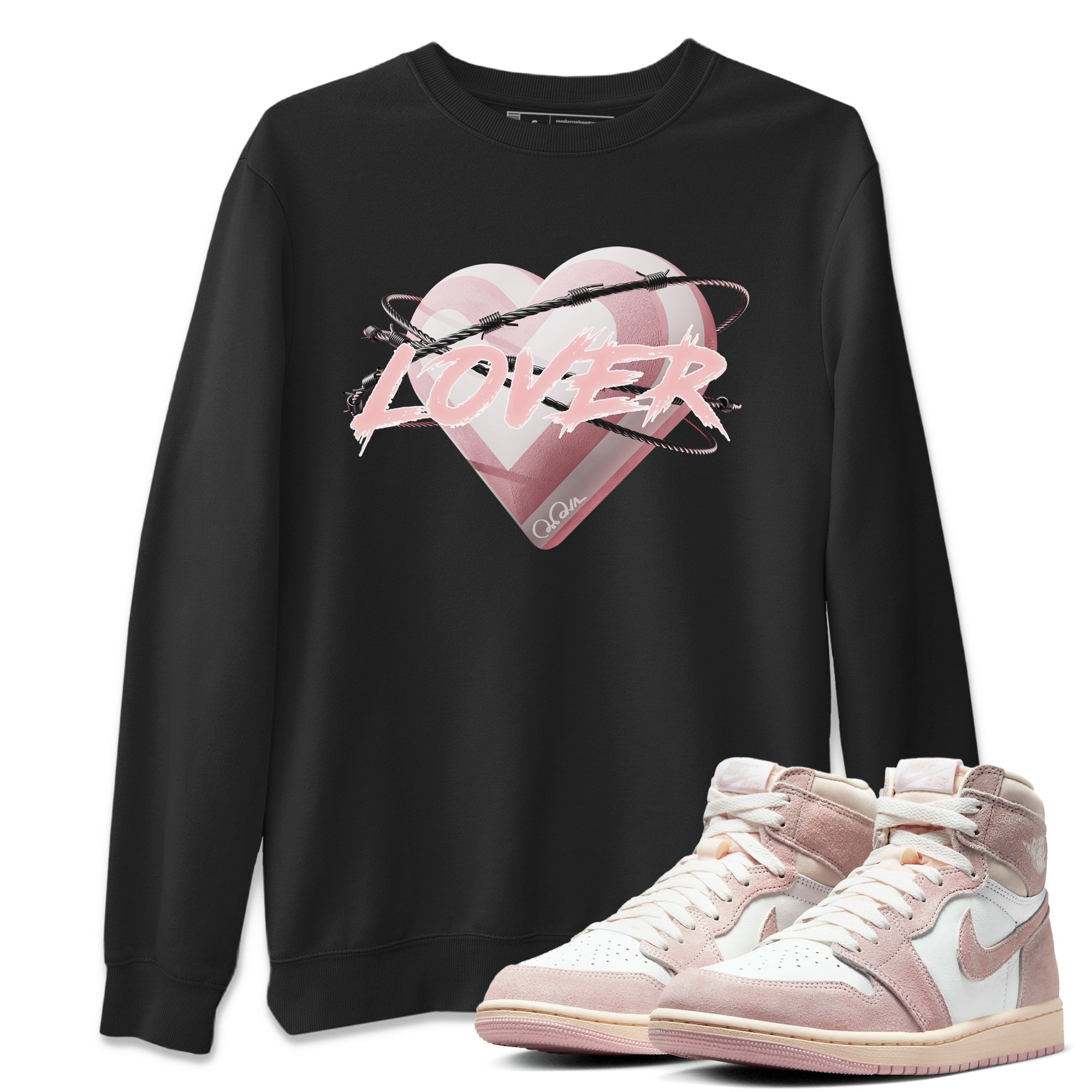 AJ1 Retro High OG Washed Pink Sneaker Match Tees Heart Lover Streetwear Sneaker Shirt AJ1 Retro High OG Washed Pink Sneaker Release Tees Unisex Shirts Black 1