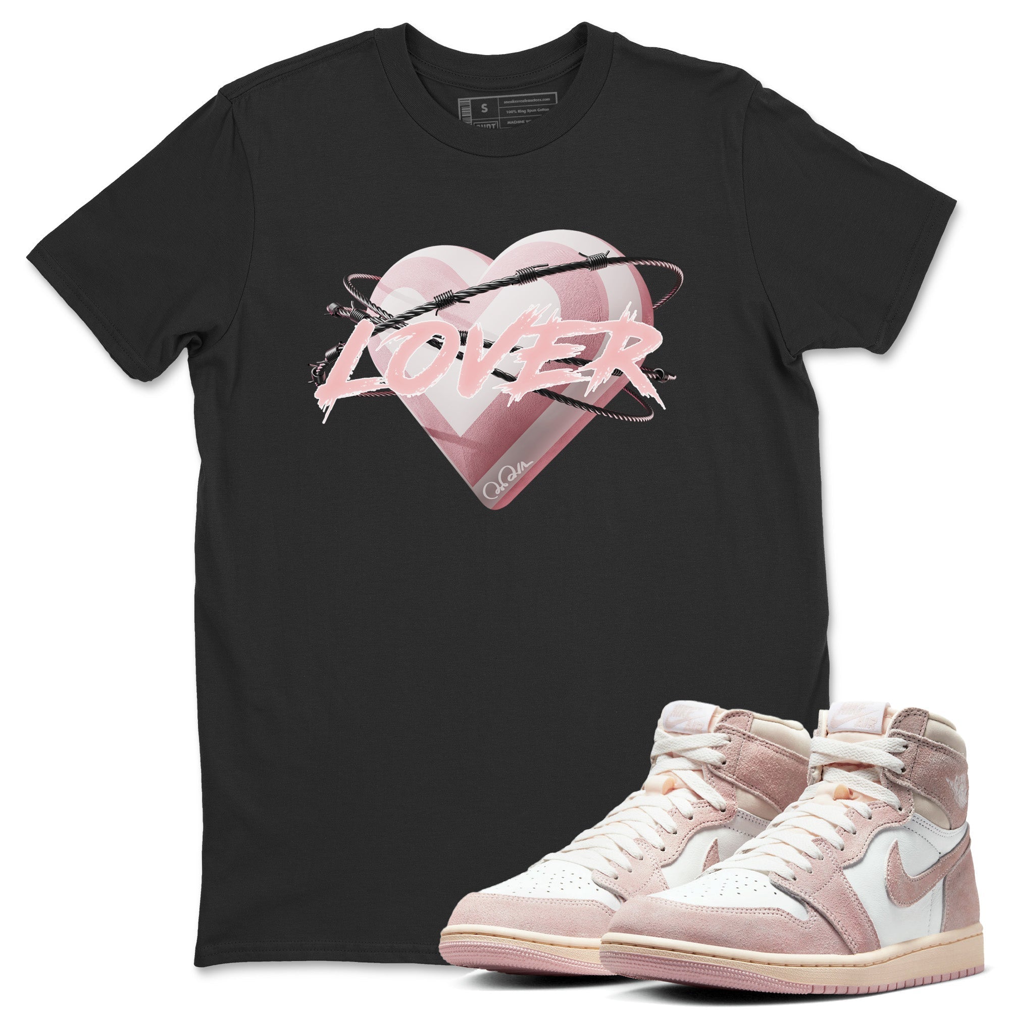 AJ1 Retro High OG Washed Pink Sneaker Match Tees Heart Lover Streetwear Sneaker Shirt AJ1 Retro High OG Washed Pink Sneaker Release Tees Unisex Shirts Black 1