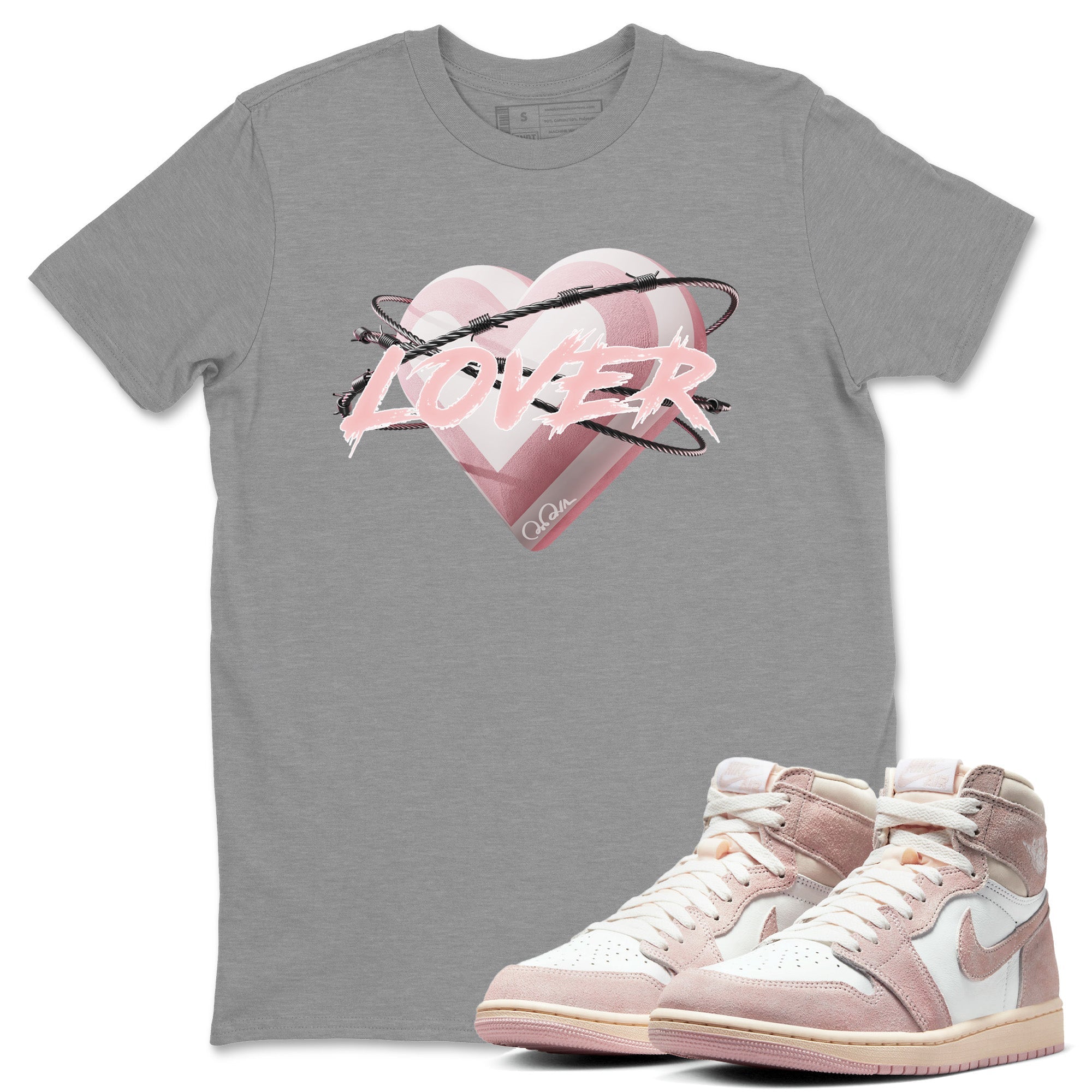 AJ1 Retro High OG Washed Pink Sneaker Match Tees Heart Lover Streetwear Sneaker Shirt AJ1 Retro High OG Washed Pink Sneaker Release Tees Unisex Shirts Heather Grey 1