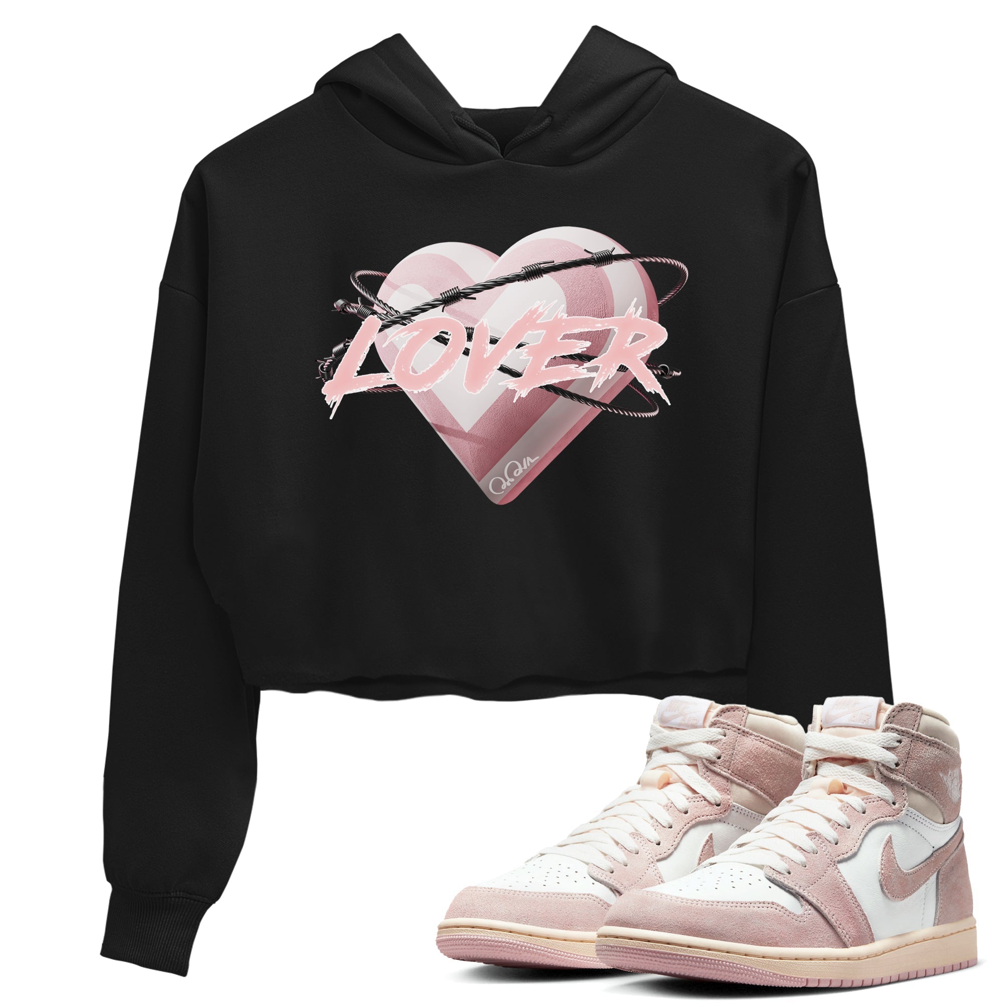 AJ1 Retro High OG Washed Pink Sneaker Match Tees Heart Lover Streetwear Sneaker Shirt AJ1 Retro High OG Washed Pink Sneaker Release Tees Women's Shirts Black 1