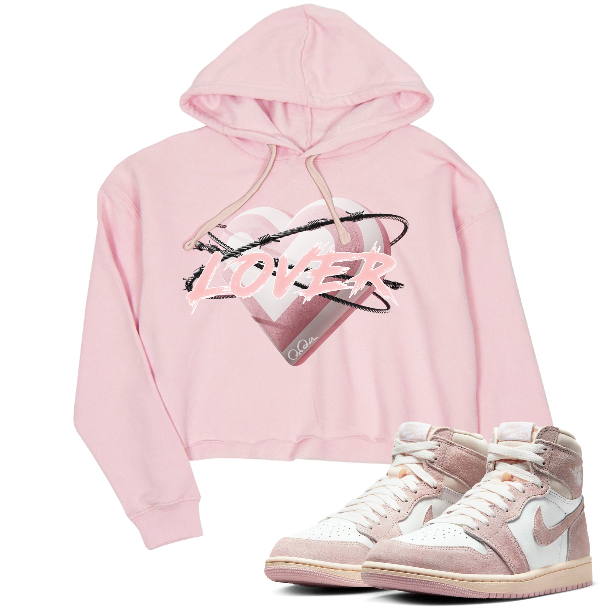 AJ1 Retro High OG Washed Pink Sneaker Match Tees Heart Lover Streetwear Sneaker Shirt AJ1 Retro High OG Washed Pink Sneaker Release Tees Women's Shirts Pink 1