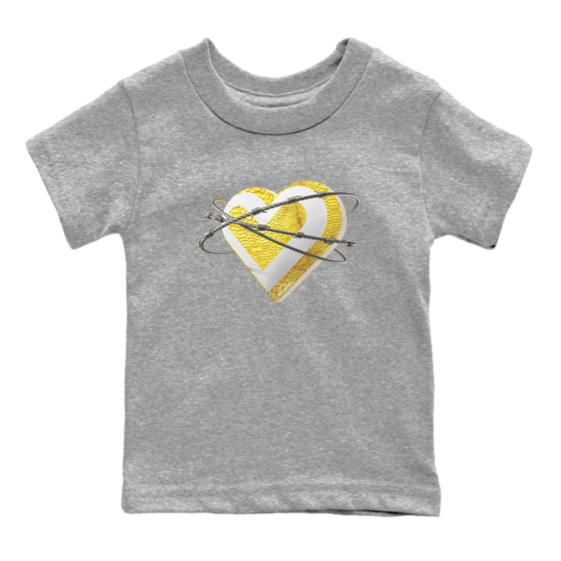 Air Jordan 11 Yellow Python Sneaker Match Tees Heart Lover Streetwear Sneaker Shirt AJ11 Yellow Python Sneaker Release Tees Kids Shirts Heather Grey 2