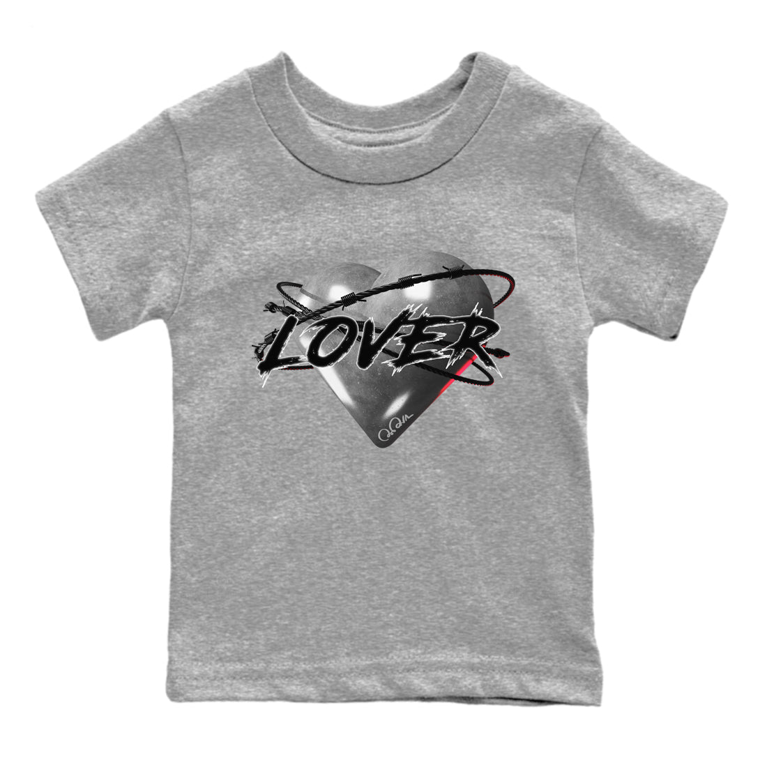 Air Jordan 14 Metallic Silver Sneaker Match Tees Heart Lover Streetwear Sneaker Shirt AJ14 Metallic Silver Sneaker Release Tees Kids Shirts Heather Grey 2