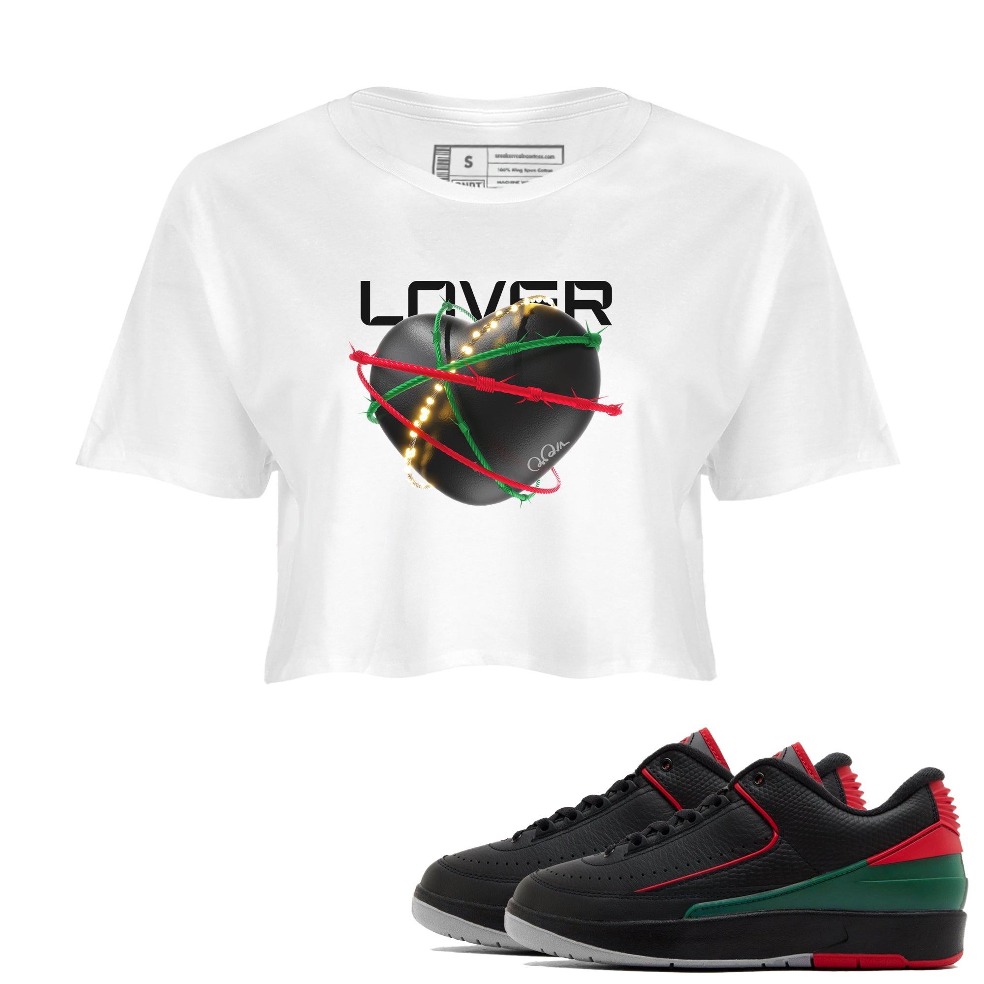 Jordan 2 Low Christmas X-mas Holiday special gift shirt to match jordans Heart Lover sneaker tees Air Jordan 2 Christmas Drip Gear Zone White 1 Crop T-Shirt
