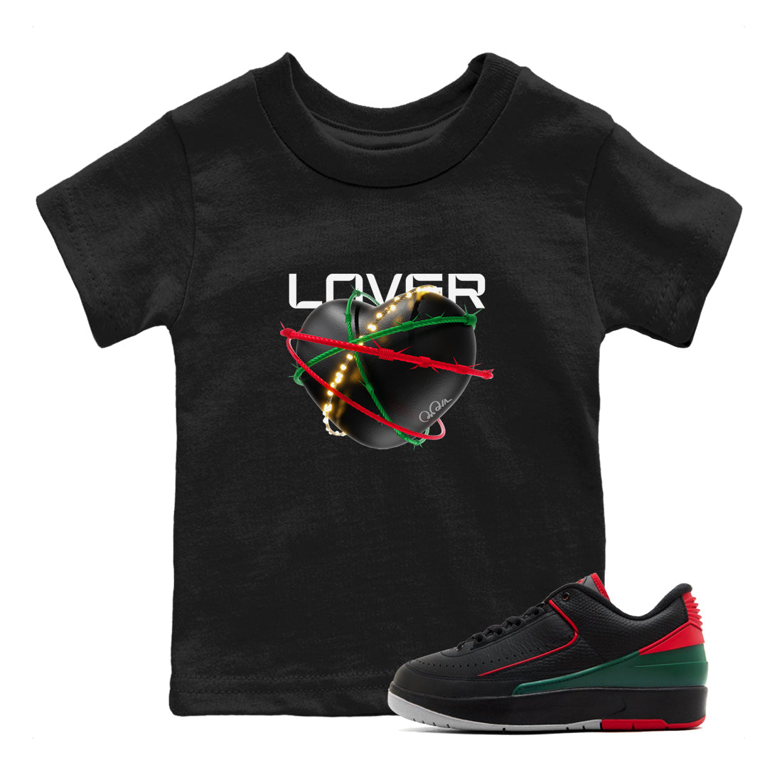 Jordan 2 Low Christmas X-mas Holiday special gift shirt to match jordans Heart Lover sneaker tees Air Jordan 2 Christmas Drip Gear Zone Baby Toddler Black 1 T-Shirt
