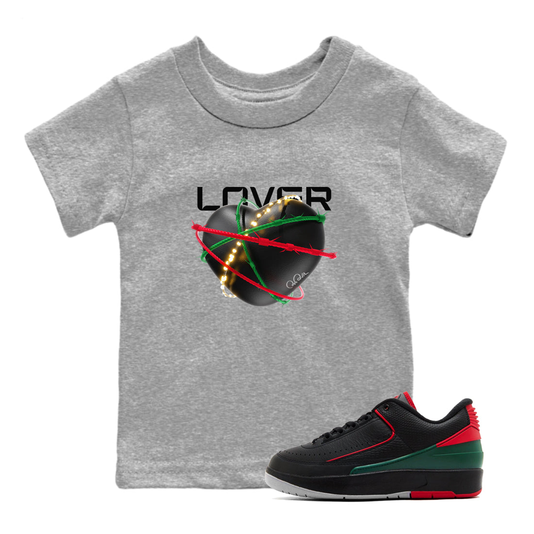 Jordan 2 Low Christmas X-mas Holiday special gift shirt to match jordans Heart Lover sneaker tees Air Jordan 2 Christmas Drip Gear Zone Baby Toddler Heather Grey 1 T-Shirt