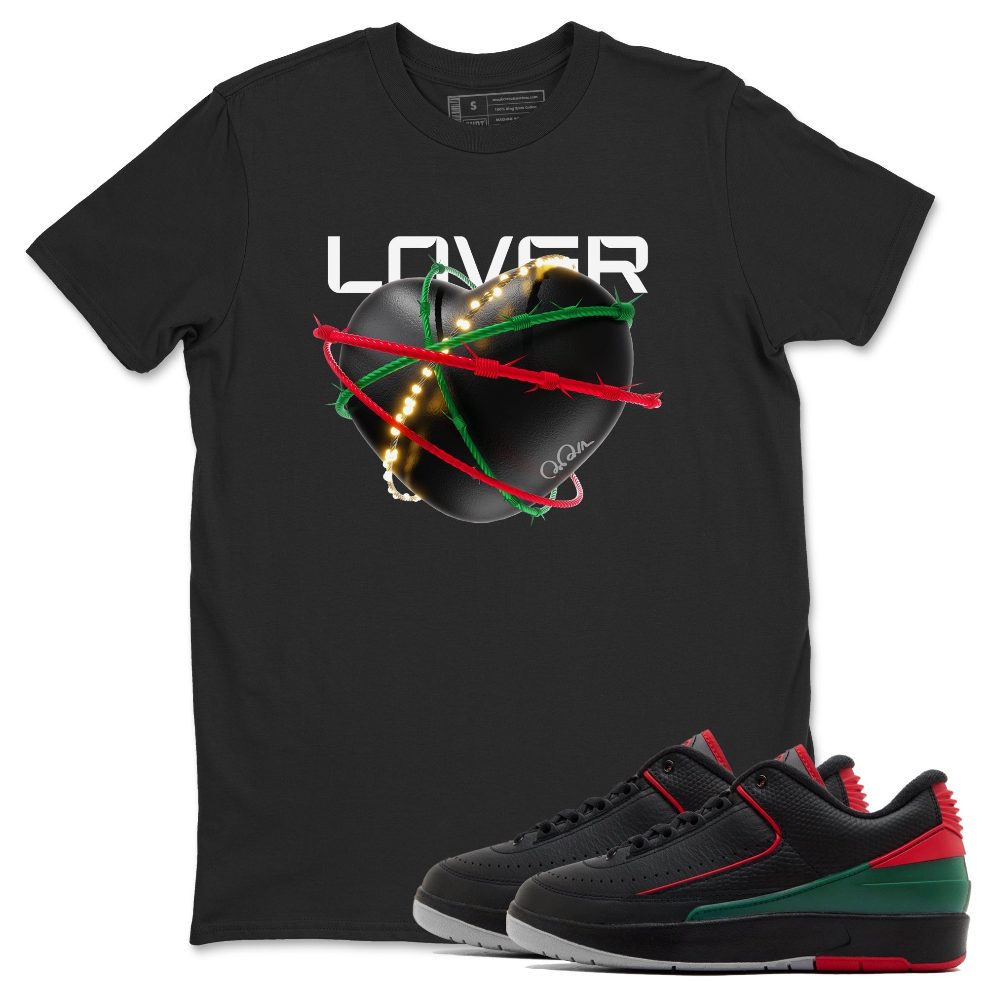 Jordan 2 Low Christmas X-mas Holiday special gift shirt to match jordans Heart Lover sneaker tees Air Jordan 2 Christmas Drip Gear Zone Unisex Black 1 T-Shirt