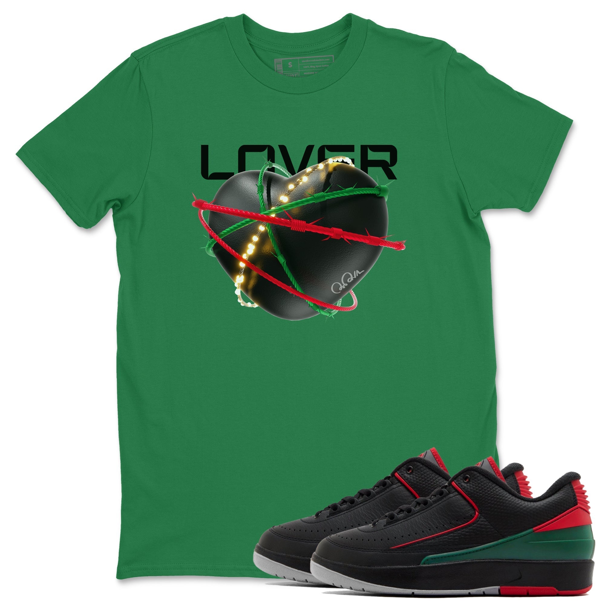 Jordan 2 Low Christmas X-mas Holiday special gift shirt to match jordans Heart Lover sneaker tees Air Jordan 2 Christmas Drip Gear Zone Unisex Kelly Green 1 T-Shirt