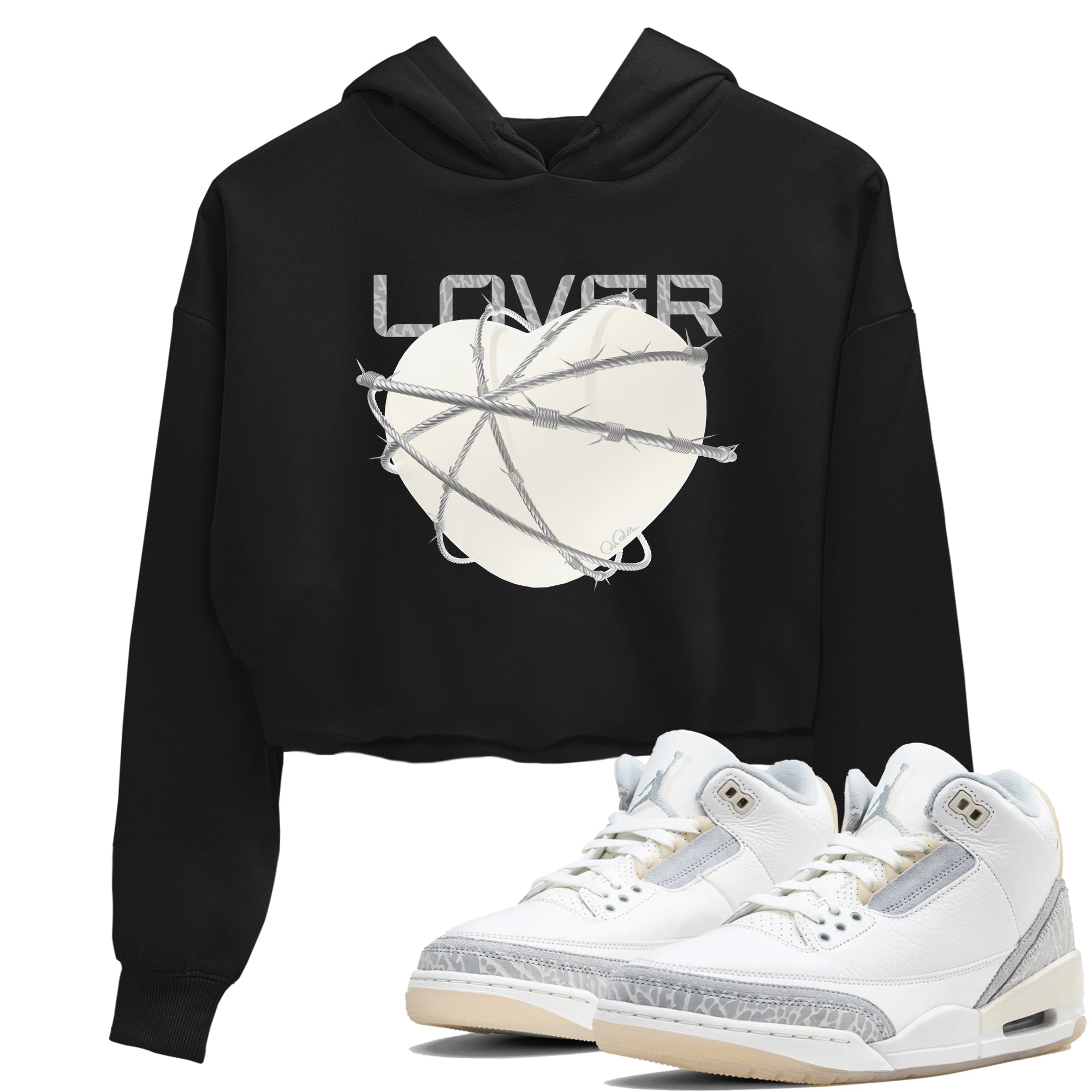 3s Ivory shirt to match jordans Heart Lover sneaker tees Air Jordan 3 Ivory Drip Gear Zone Black 1 crop length shirt