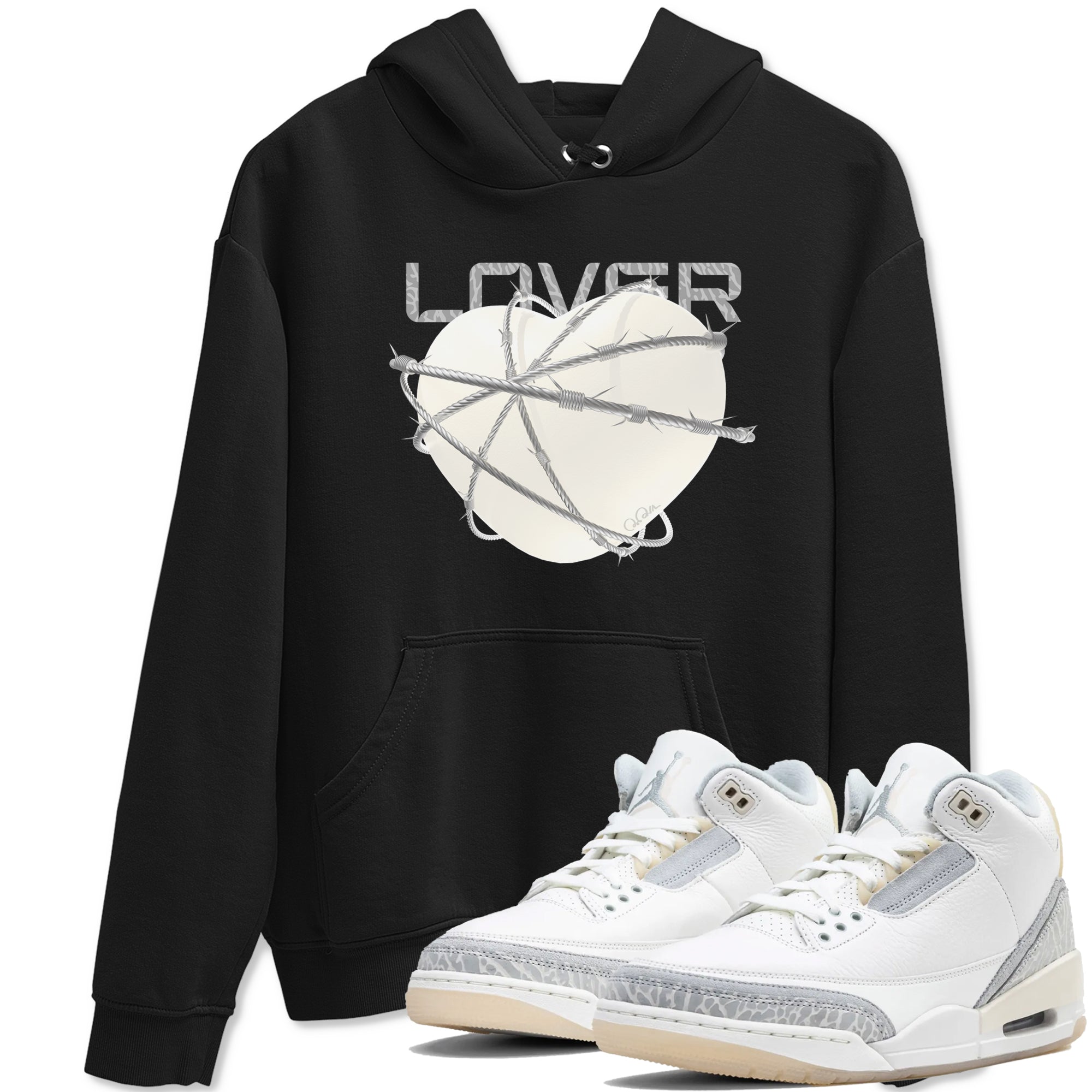 3s Ivory shirt to match jordans Heart Lover sneaker tees Air Jordan 3 Ivory Drip Gear Zone unisex cotton Black 1 crew neck shirt