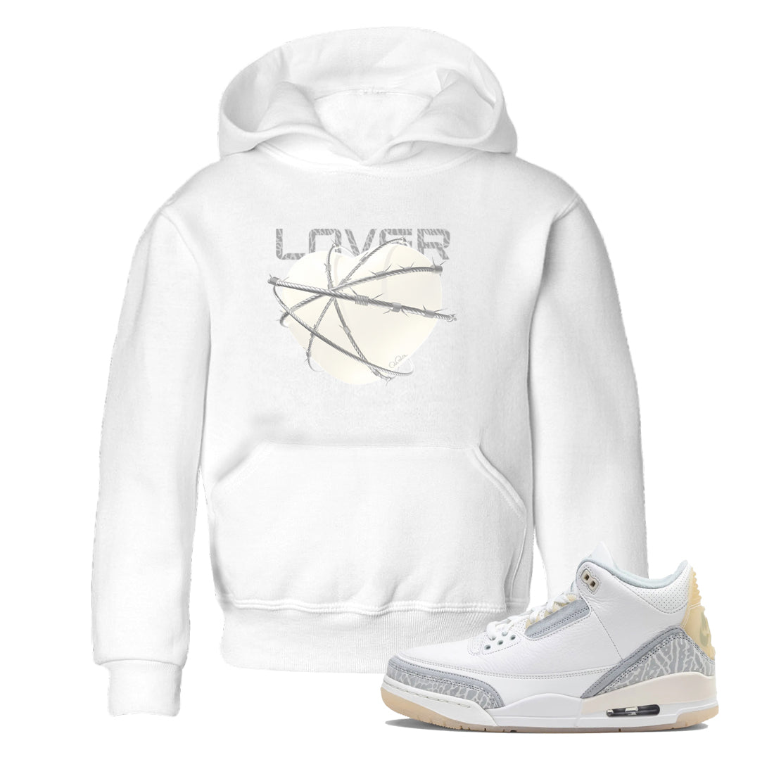 3s Ivory shirt to match jordans Heart Lover sneaker tees Air Jordan 3 Ivory Drip Gear Zone baby toddler White 1 cotton Shirt